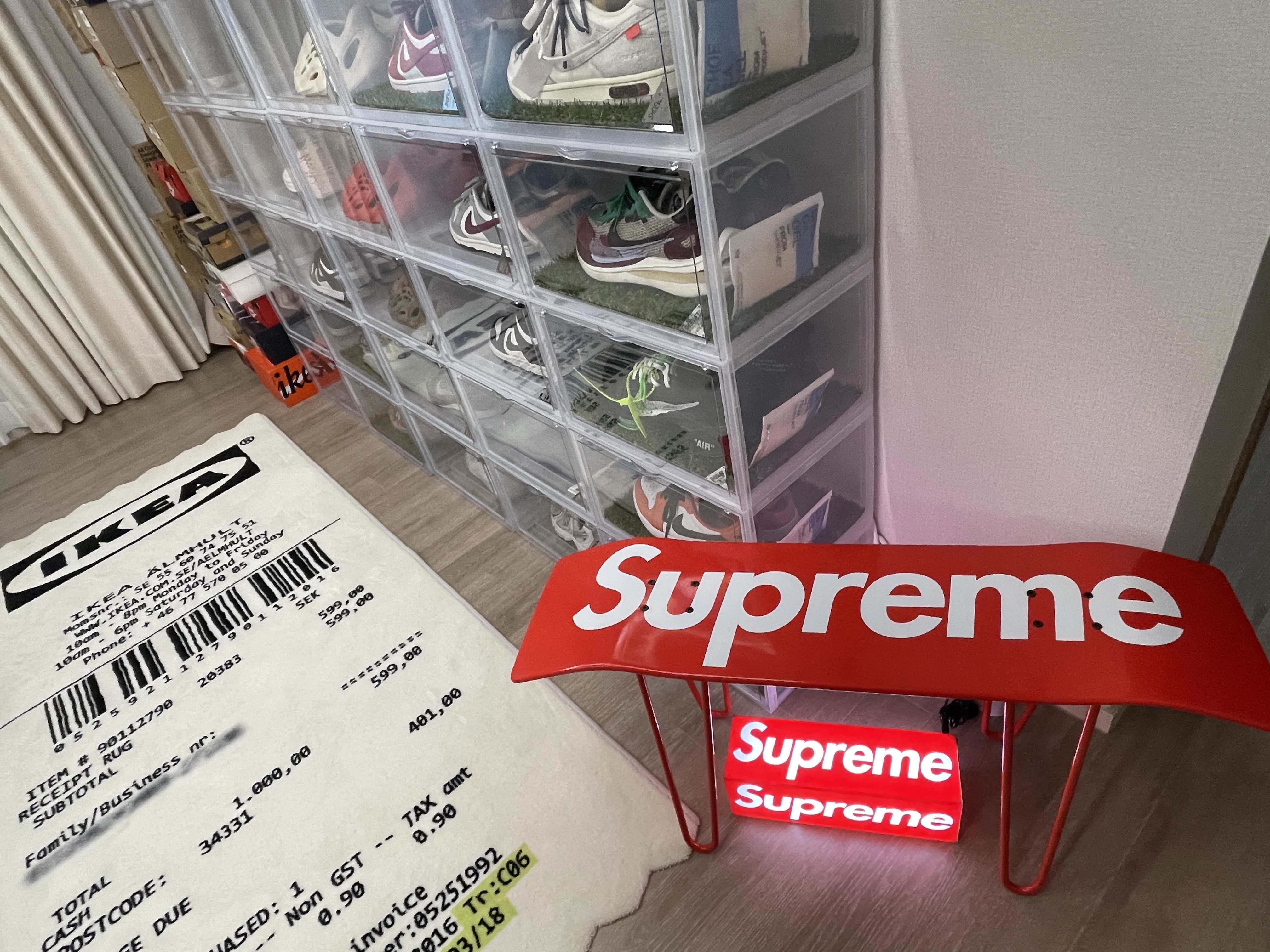 Supreme Uncut Box Logo Skateboard Deck Red - 22SS 착용 스타일