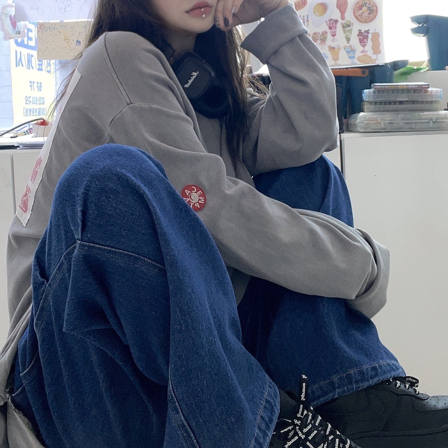 Nike x Supreme Air Force 1 Low Black 착용 스타일