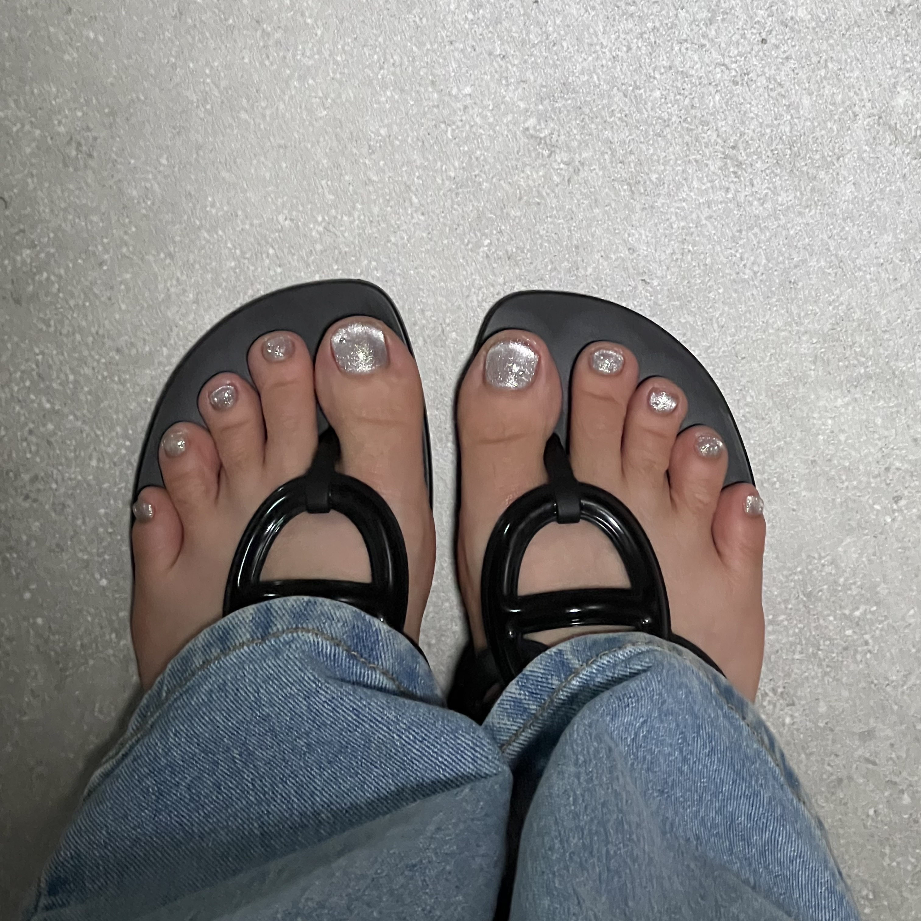 (W) Hermes Egerie Sandal Noir 착용 스타일