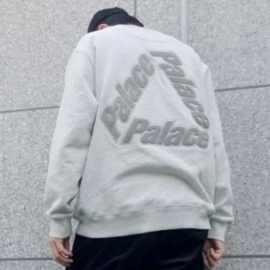 Palace P-3 Chenille Crew Grey Marl - 21SS 착용 스타일