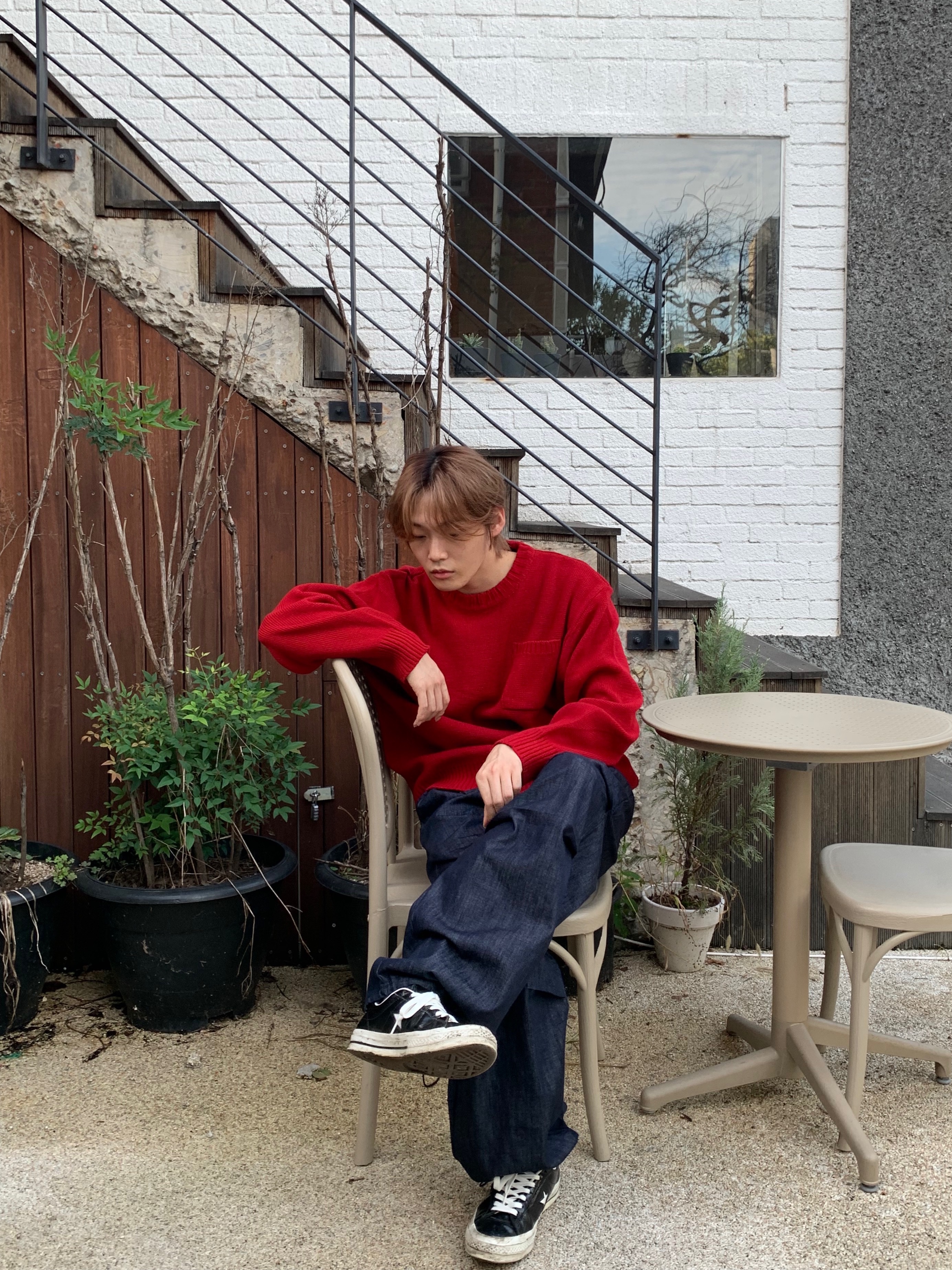 Converse One Star Ox HanByeol Black 착용 스타일
