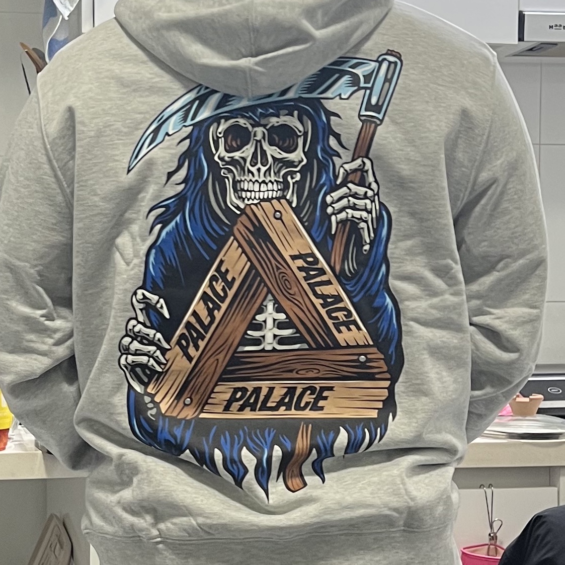 Palace Reaper Hood Grey Marl - 23FW 착용 스타일