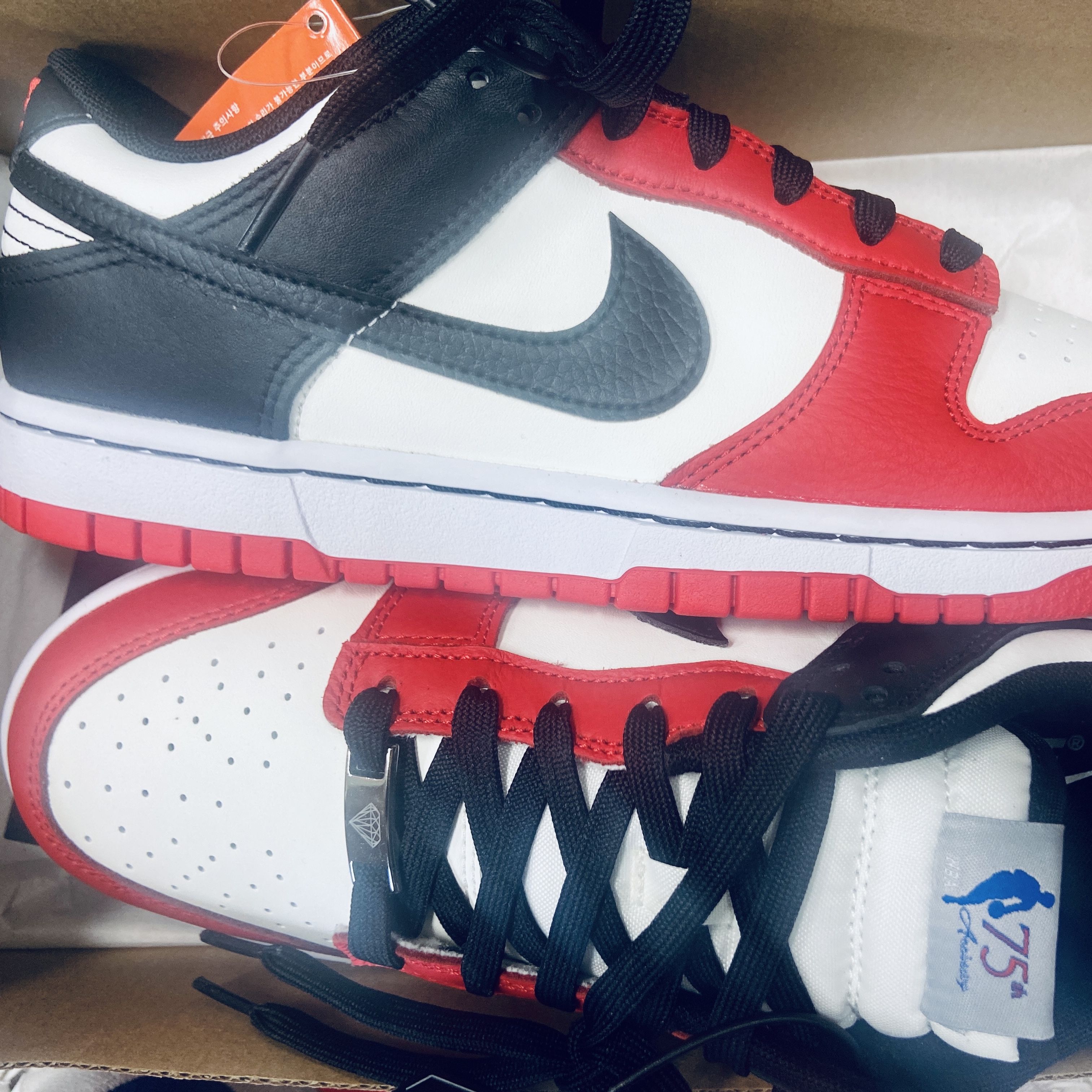 Nike x NBA Dunk Low Retro EMB Black and Chile Red 착용 스타일 - 2