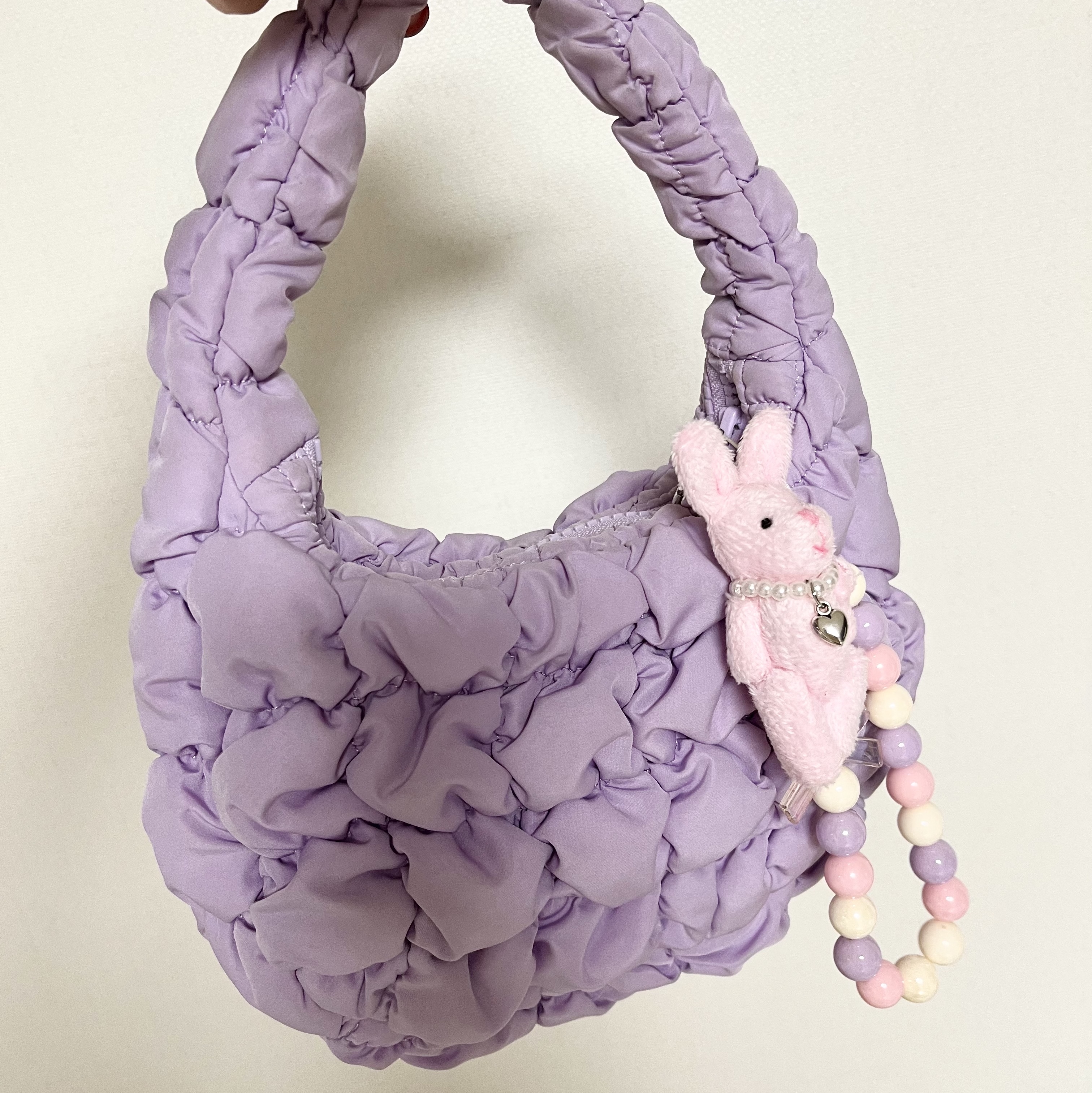 COS Quilted Micro Bag Purple 착용 스타일