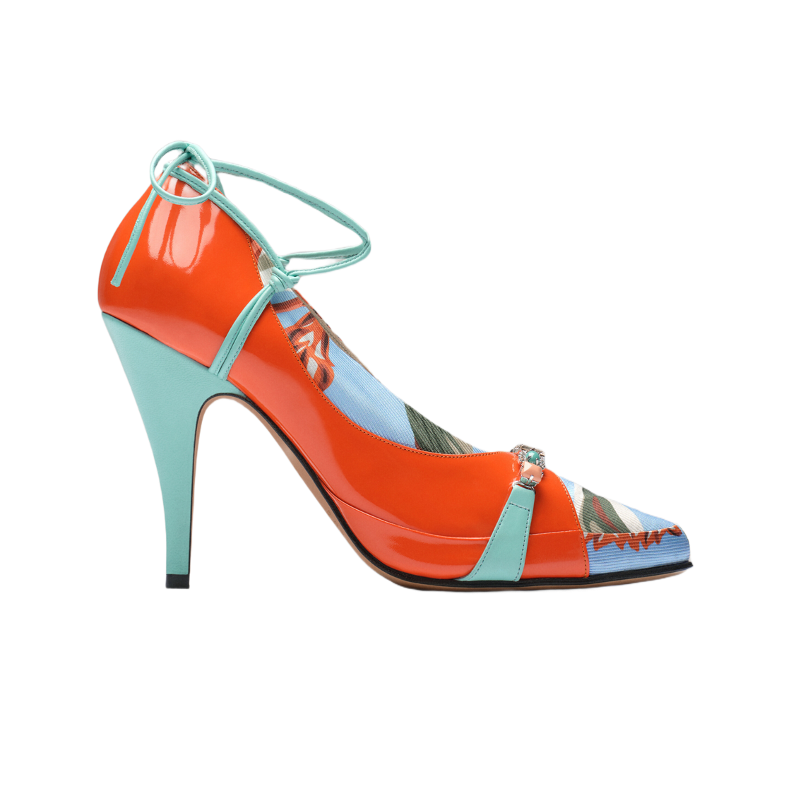 (W) 메종 마르지엘라 타피 몬스터 크리스탈 펌프 레드 블루((W) Maison Margiela Tabi Monster Crystal Pump Red Blue) - 1