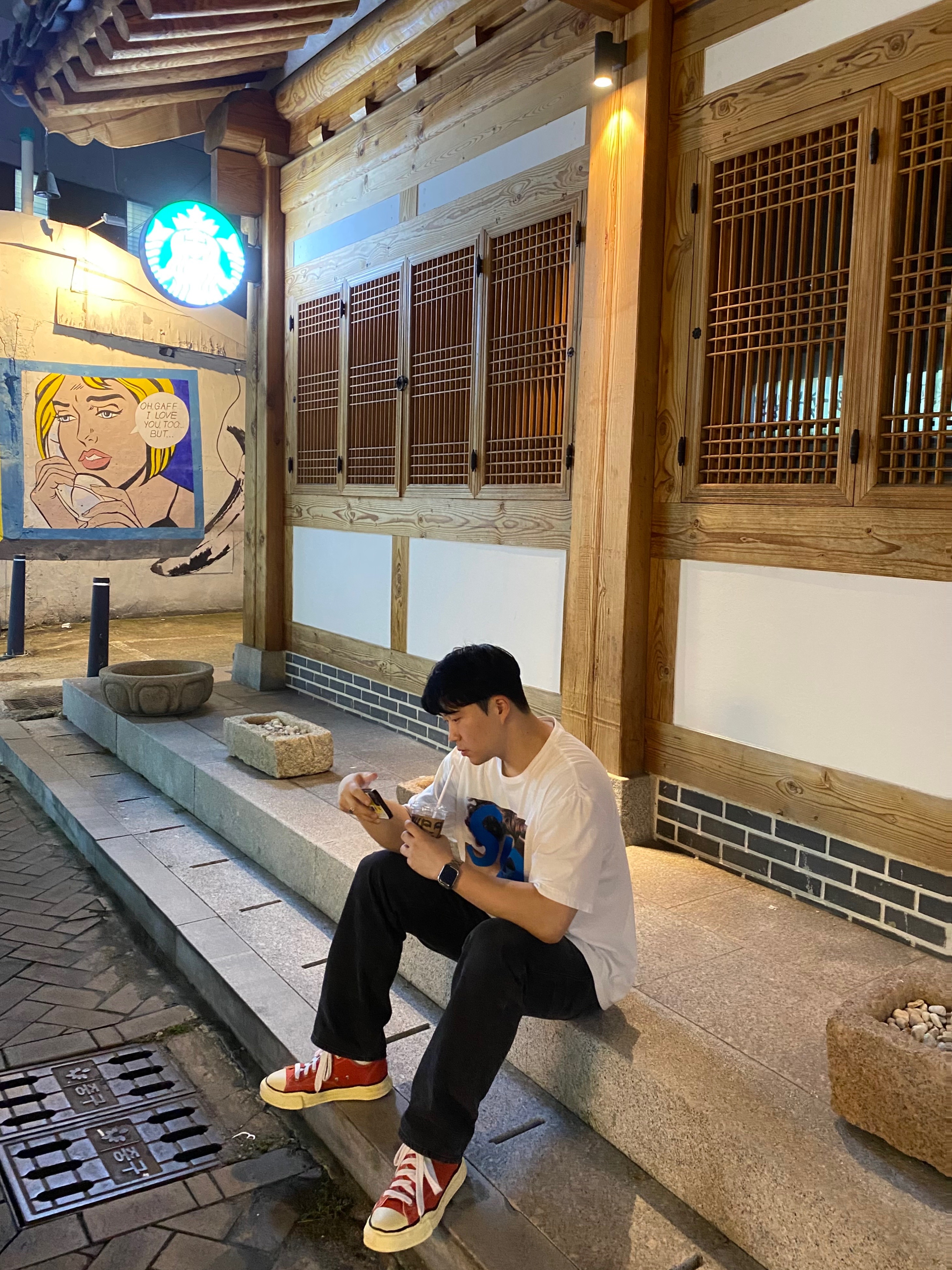 Maison Mihara Yasuhiro Peterson VL OG Sole Canvas Low-top Sneakers Orange, Supreme x Undercover Face T-Shirt White - 23SS 착용 스타일 - 1