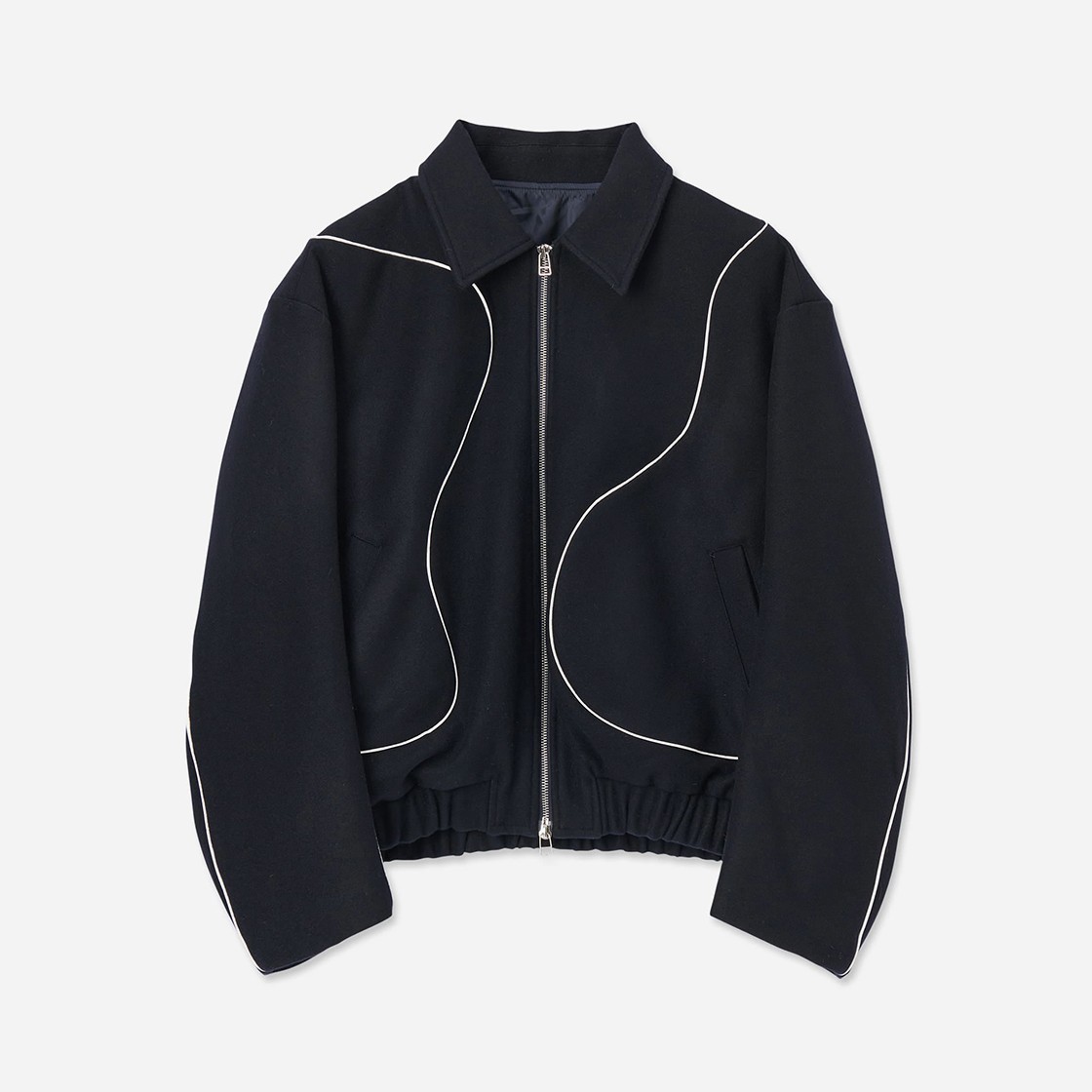 Typing Mistake Volumninous Piping Blouson Dark Navy 상세 이미지 1