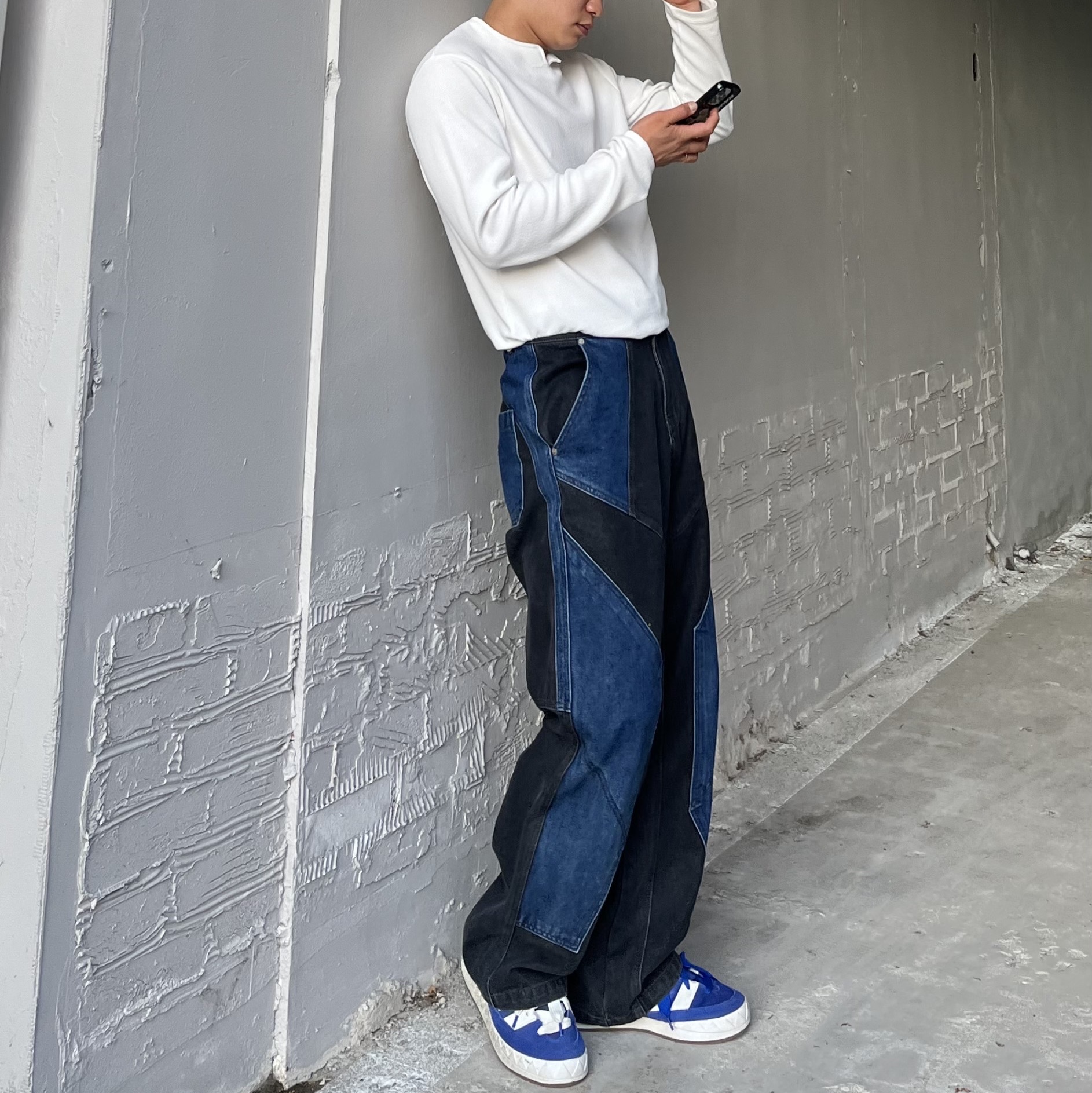 Adidas x Atmos Adimatic Blue 착용 스타일