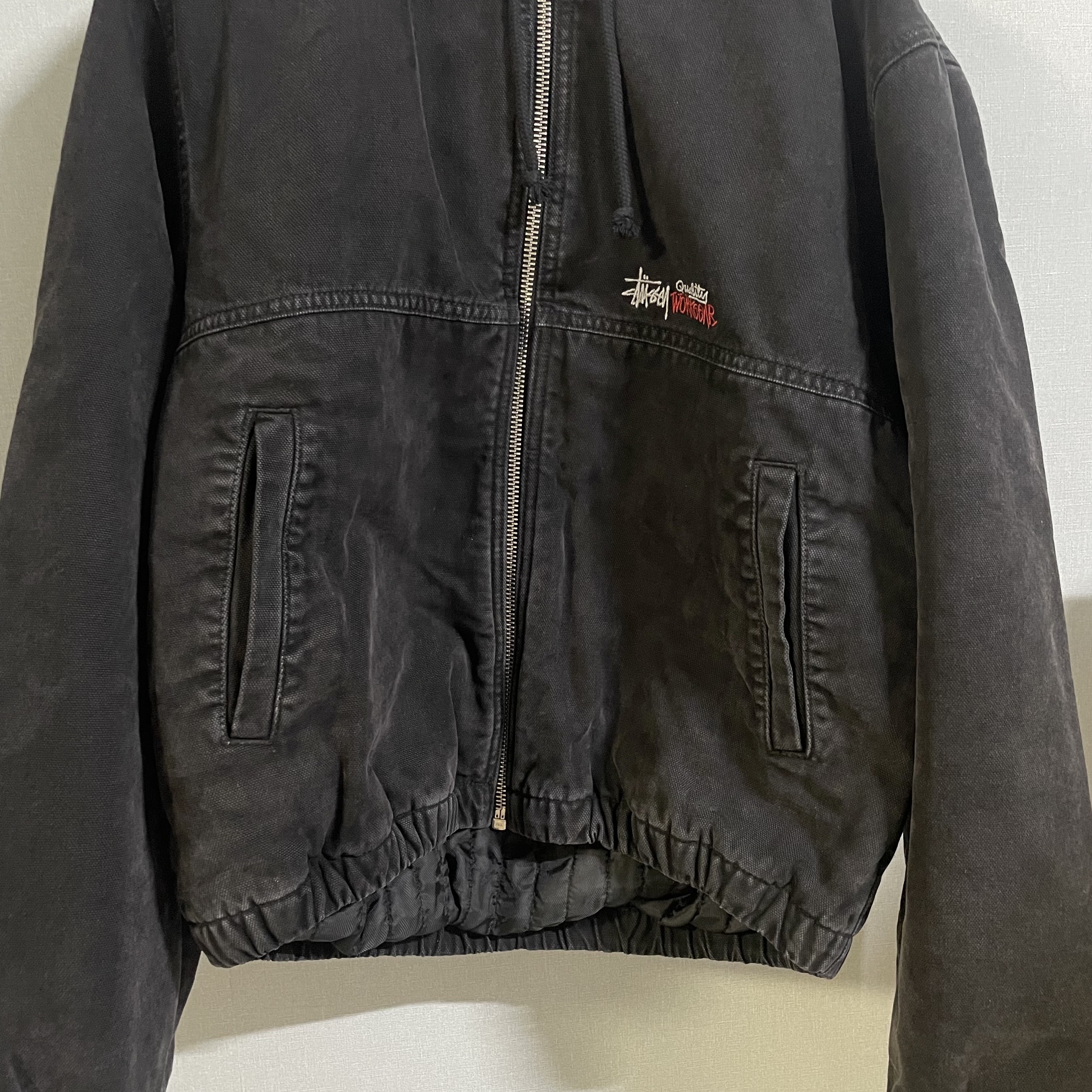 Stussy Insulated Canvas Work Jacket Black 착용 스타일 - 1