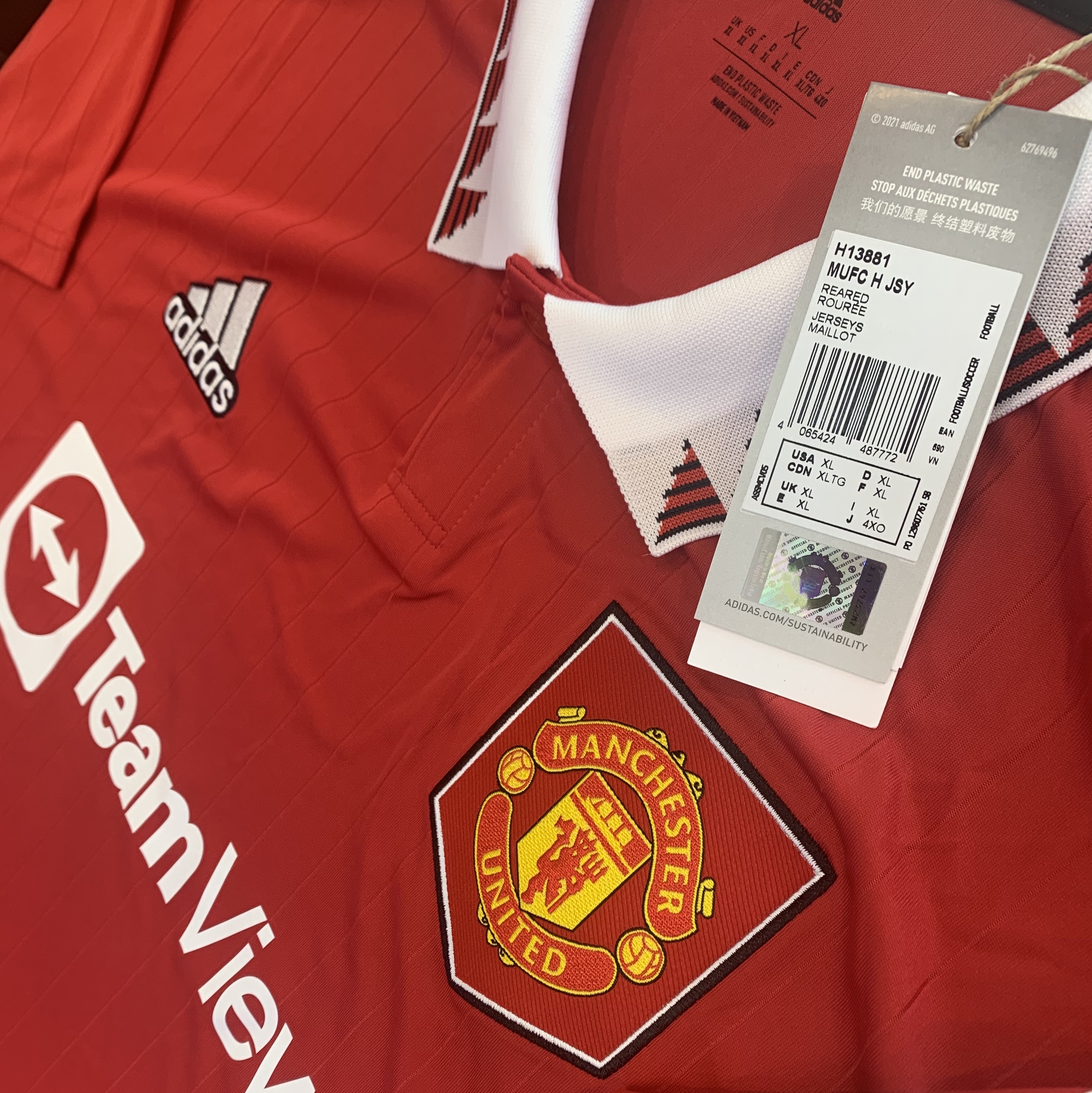 Adidas Manchester United 2022/23 Home Jersey Real Red - US Sizing (Non Marking Ver.) 착용 스타일 - 2