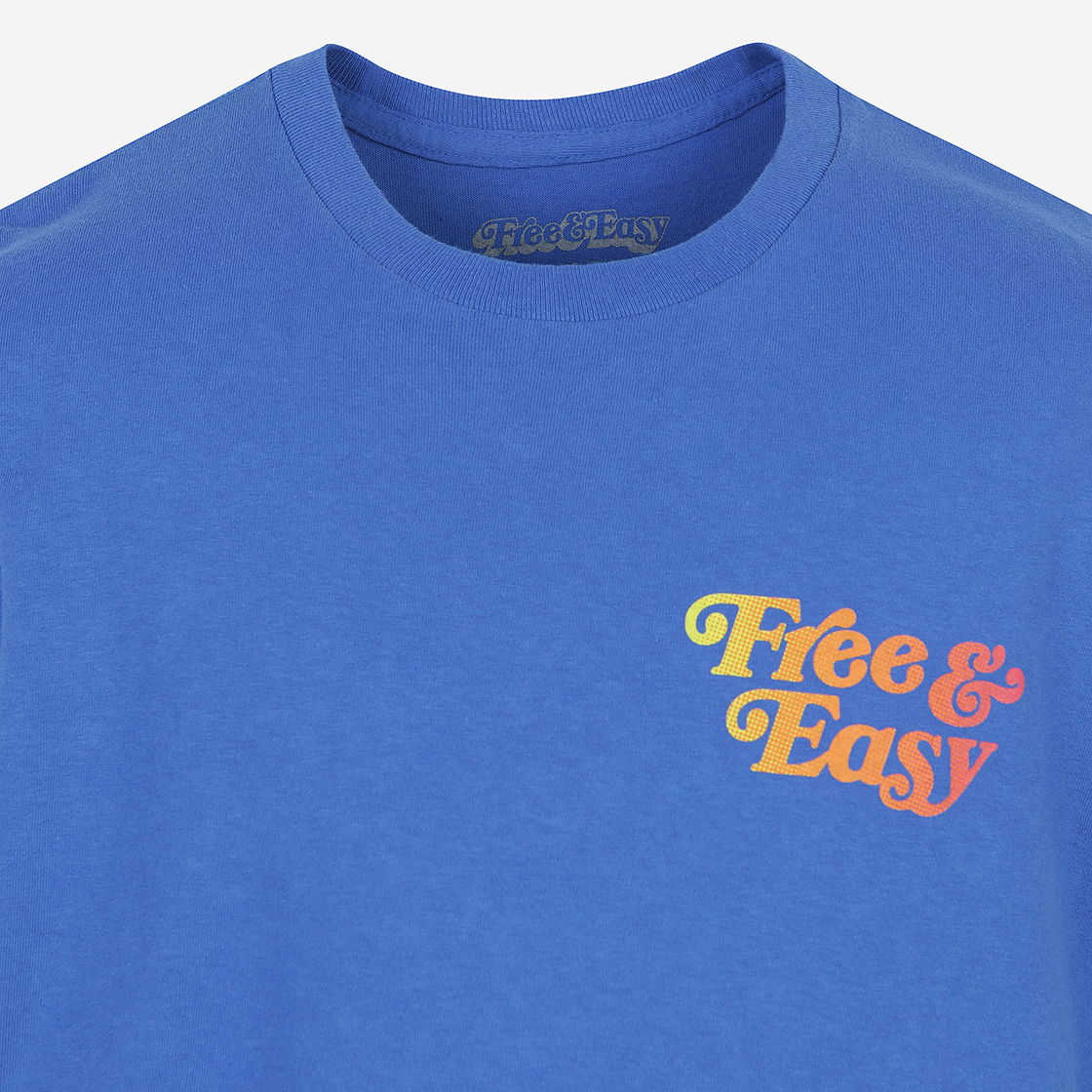 프리앤이지 비 해피 LA SS 티셔츠 블루(Free & Easy Be Happy LA SS T-Shirt Blue) - 3