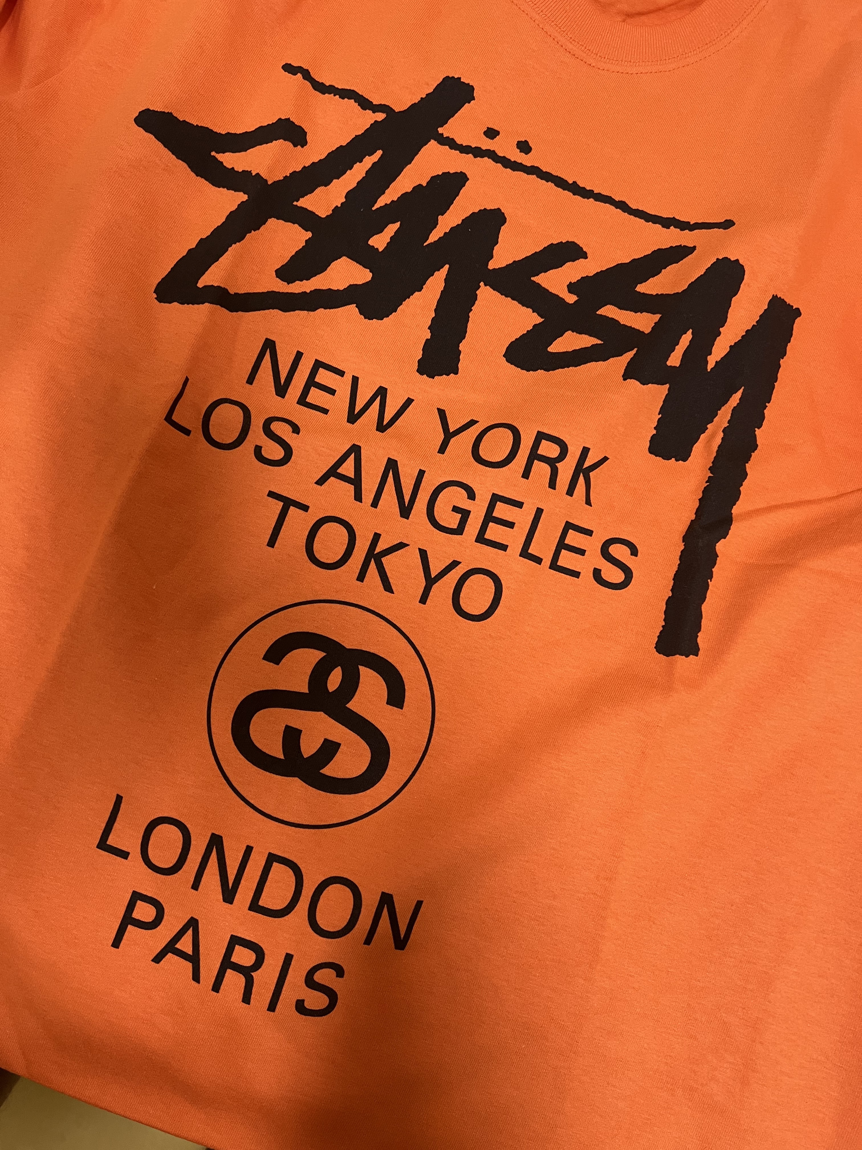 Stussy World Tour LS T-Shirt Coral 2023 착용 스타일 - 1