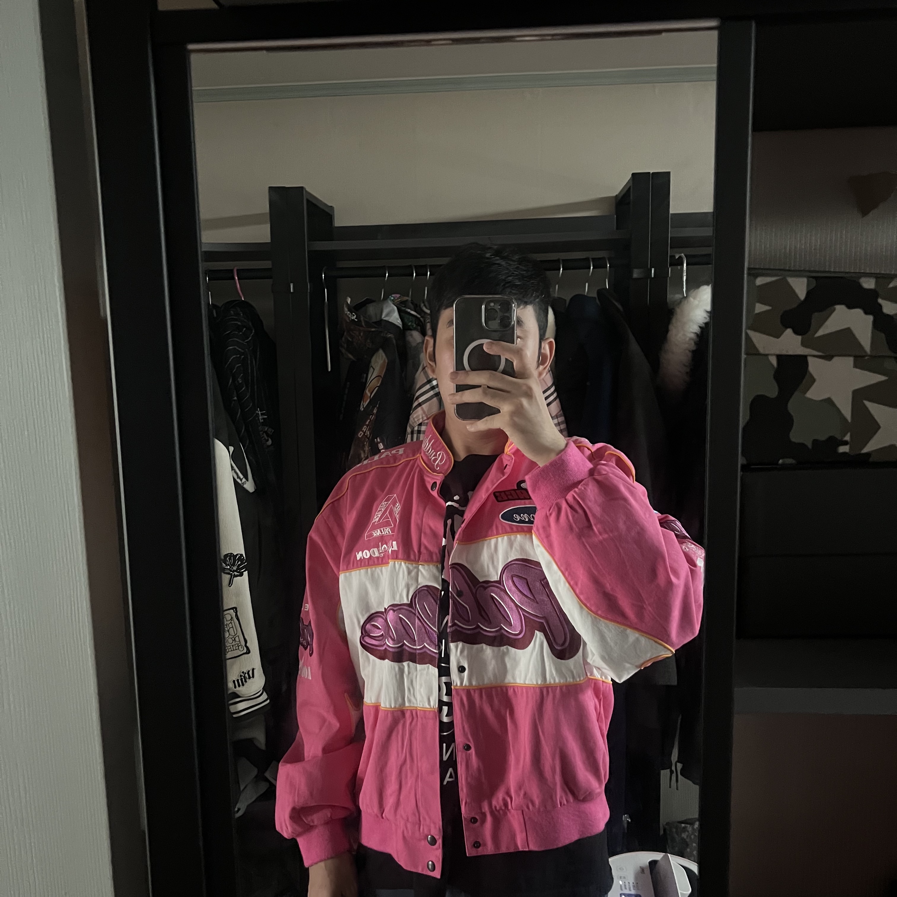 Palace Fast Cotton Jacket Pink - 23SS 착용 스타일