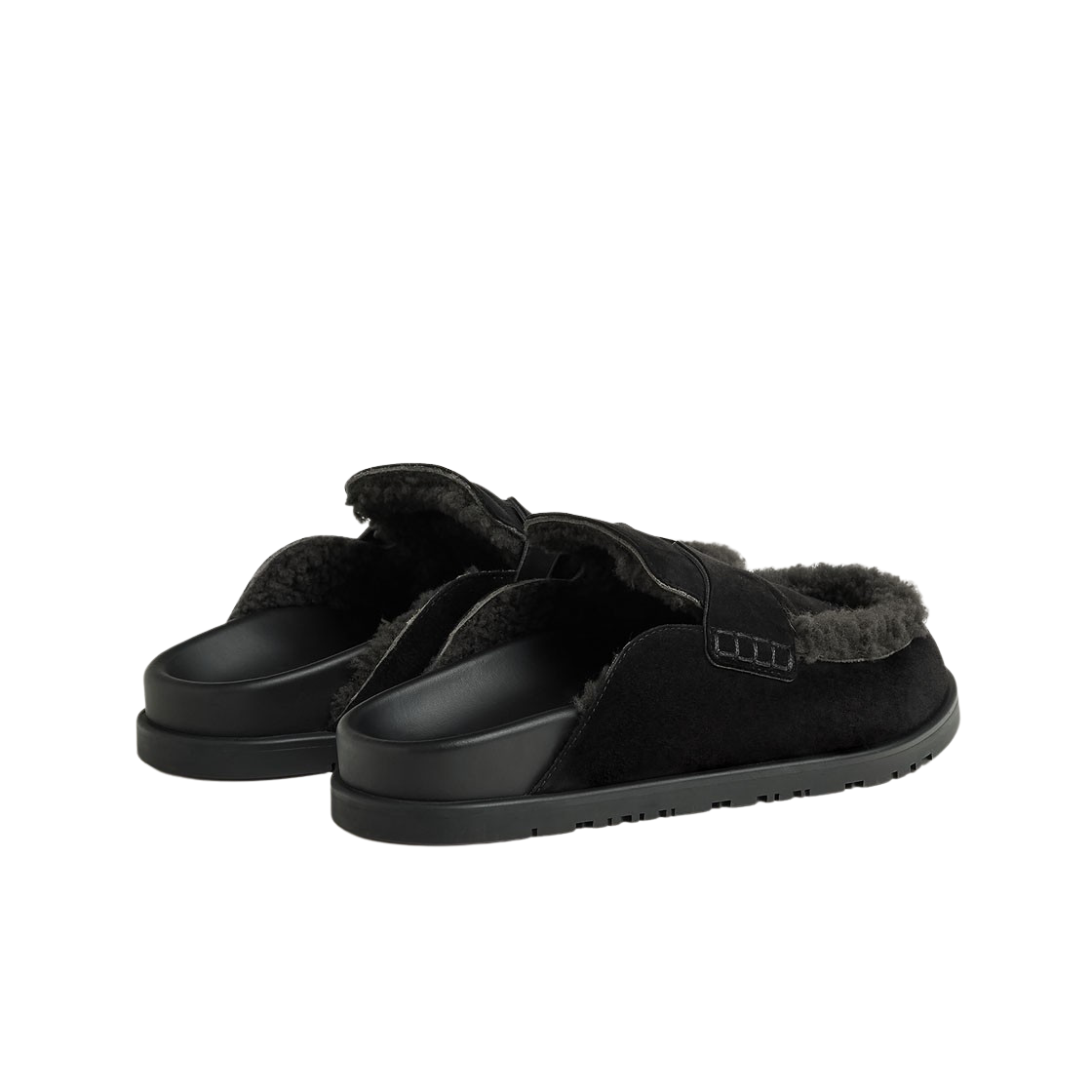 (W) 에르메스 고 뮬 스웨이드 고트스킨 & 누아 그리 퐁쎄((W) Hermes Go Mule Suede Goatskin & Noir Gris Fonce) - 3