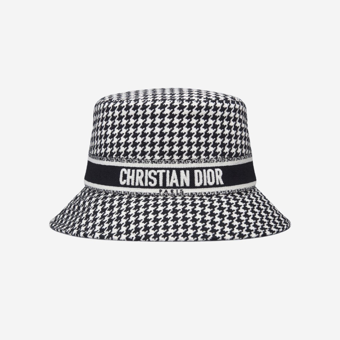 Dior D Bobby Houndstooth Small Brim Embroidery Bucekt Hat Black White 상세 이미지 1