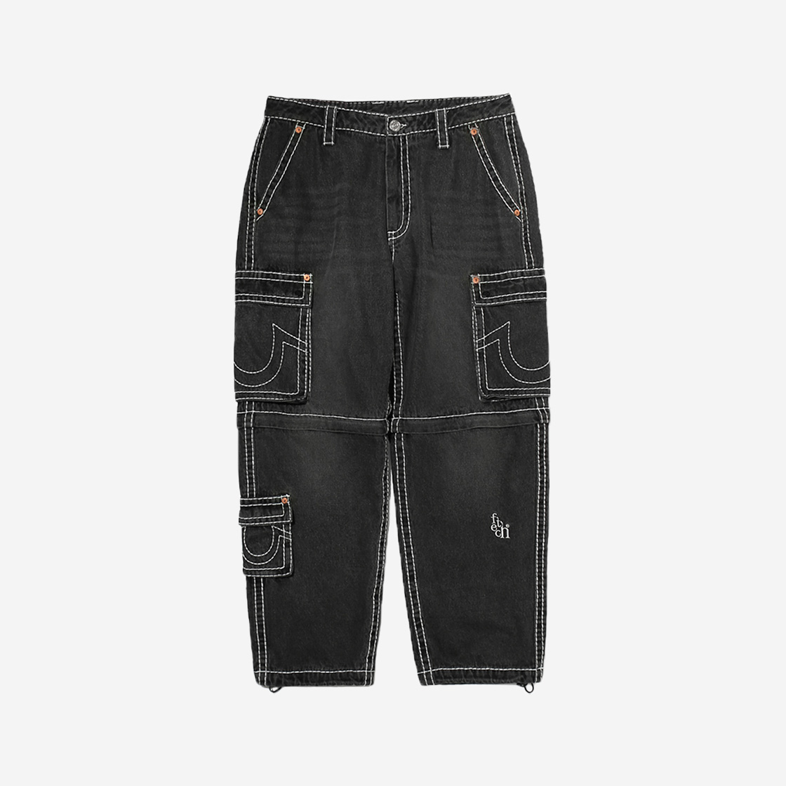 TR23FWDP03UBK True Religion x Fetch Denim Separate Cargo Pants Black