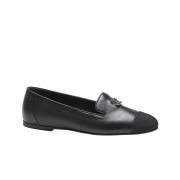 (W) Chanel Loafers Lambskin Grosgrain & Black