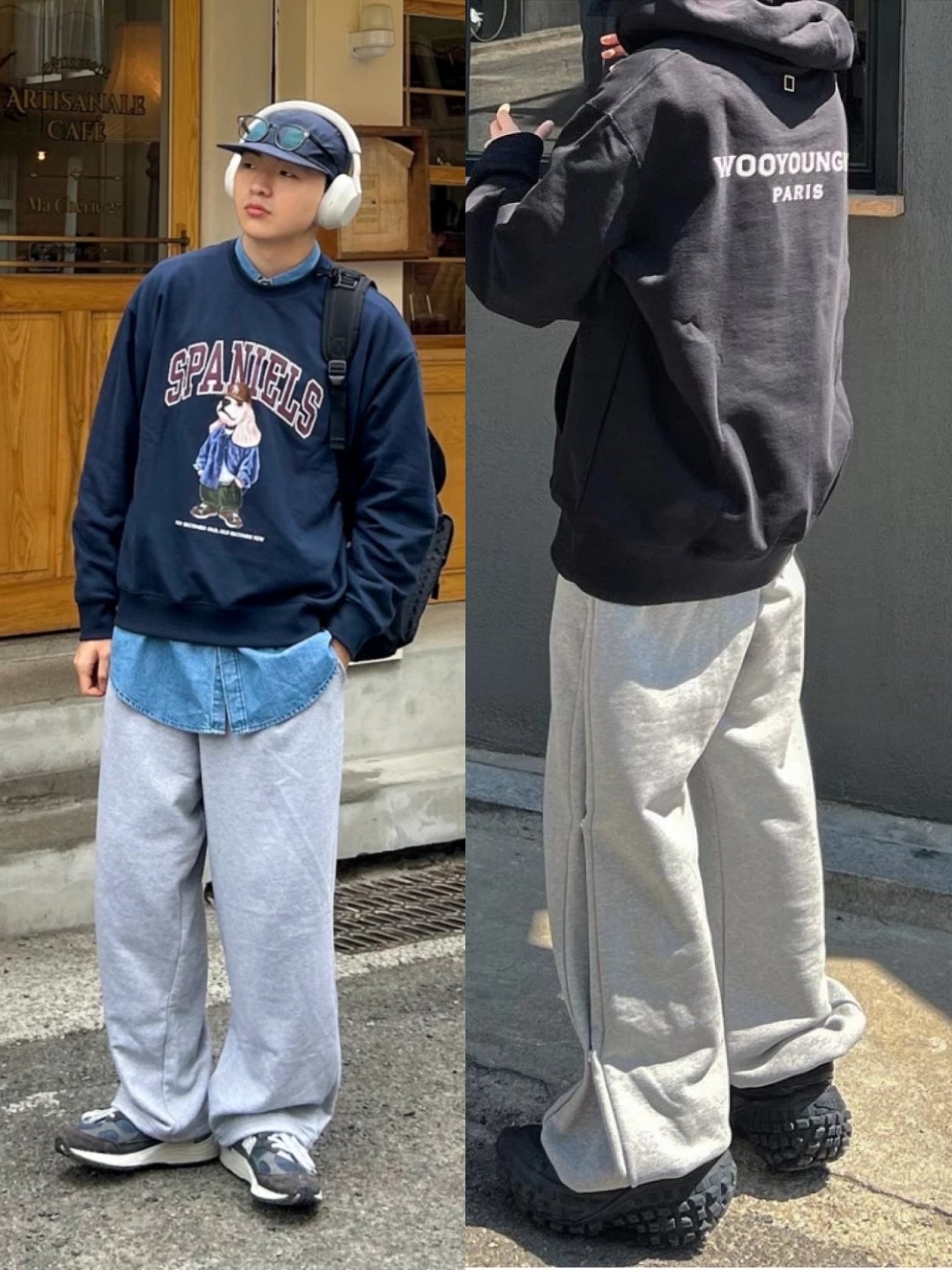 New Balance 992 Made in USA Navy, Wooyoungmi Cotton Back Logo Hooded Sweatshirt Black - 23SS 착용 스타일 - 2