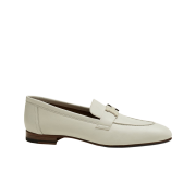 (W) Hermes Paris Loafers Goatskin & Lacquered Palladium Beige Glaise