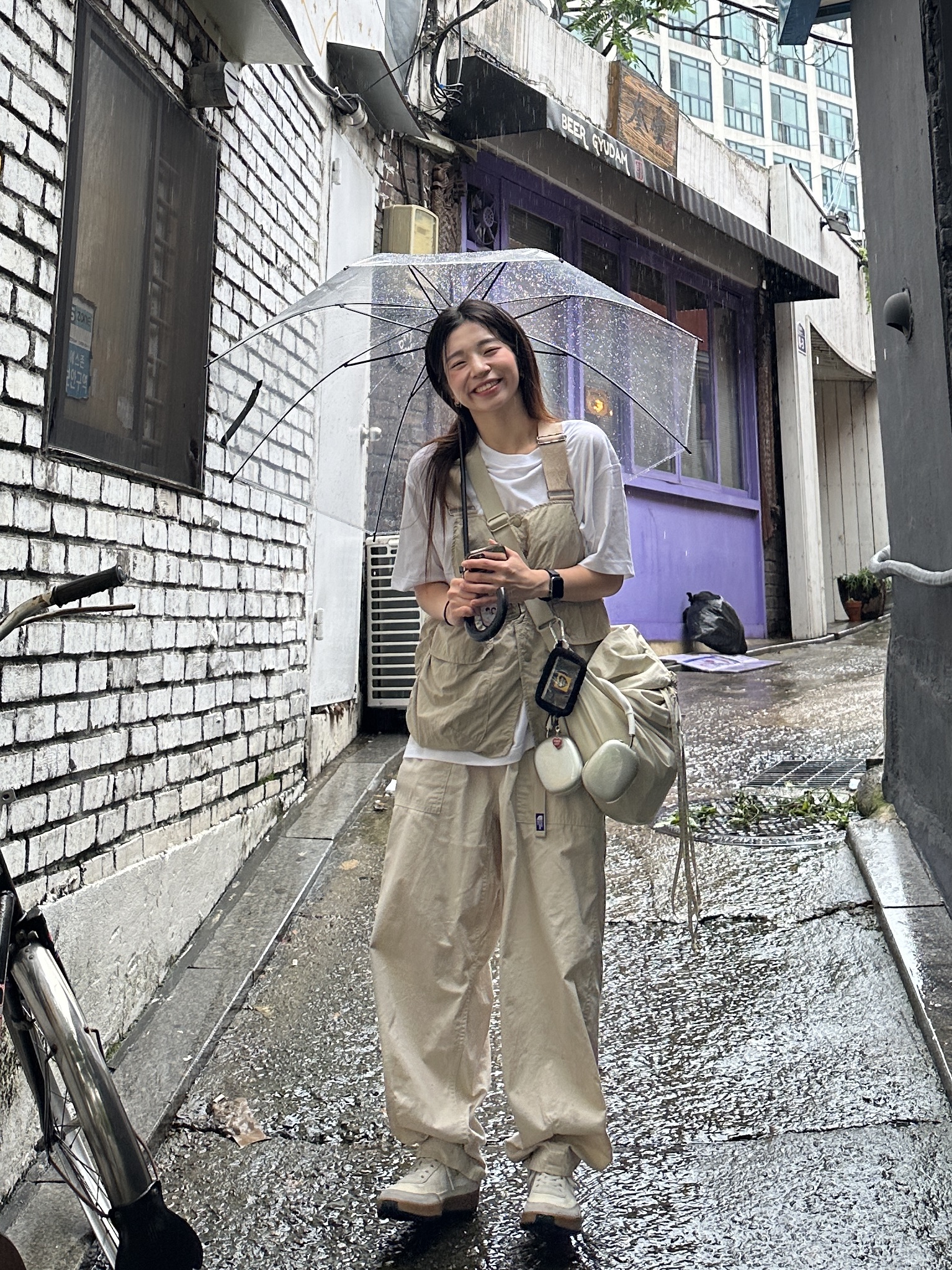 Nike x Tom Sachs General Purpose Shoe Light Cream, Uniqlo U Drawstring Shoulder Bag Natural 착용 스타일 - 1