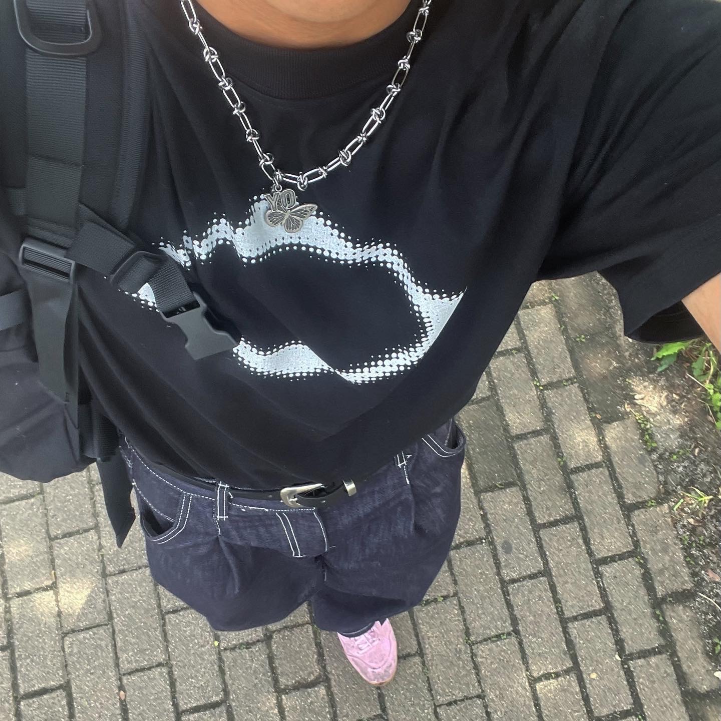 Adidas x Mark Gonzales Aloha Super Light Orchid Core Black, (W) Mischief Rhombus Blur T-Shirt Basic Black 착용 스타일
