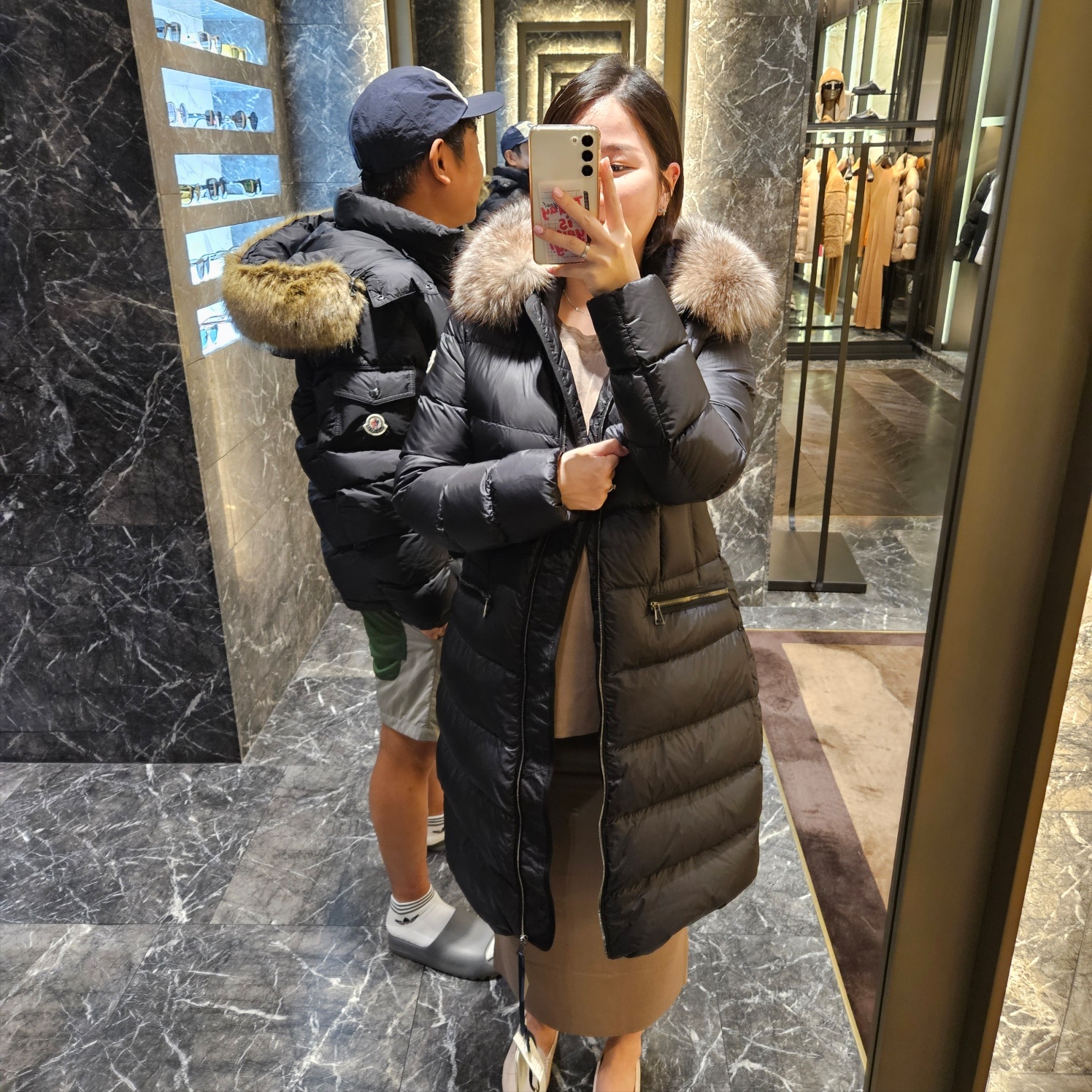 Moncler Mayaf Short Down Jacket Black - 23FW, (W) Moncler Boedic Long Down Jacket Black - 23FW 착용 스타일