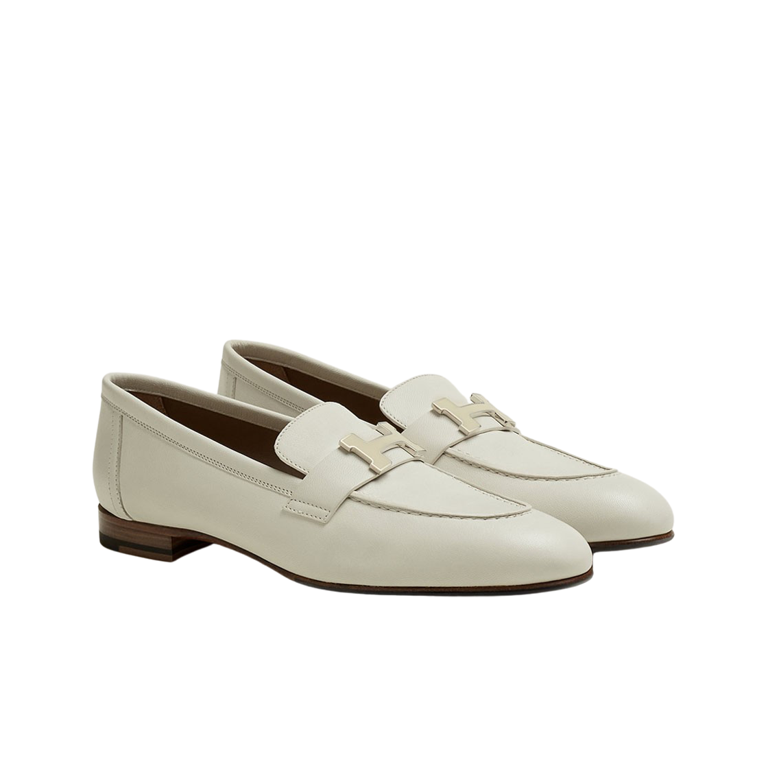 (W) 에르메스 파리 로퍼 고트스킨 & 래커드 팔라듐 하드웨어 베쥬 글레이즈((W) Hermes Paris Loafers Goatskin & Lacquered Palladium Beige Glaise) - 2