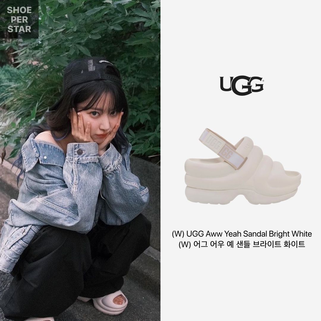(W) UGG Aww Yeah Sandal Bright White 착용 스타일 - 1
