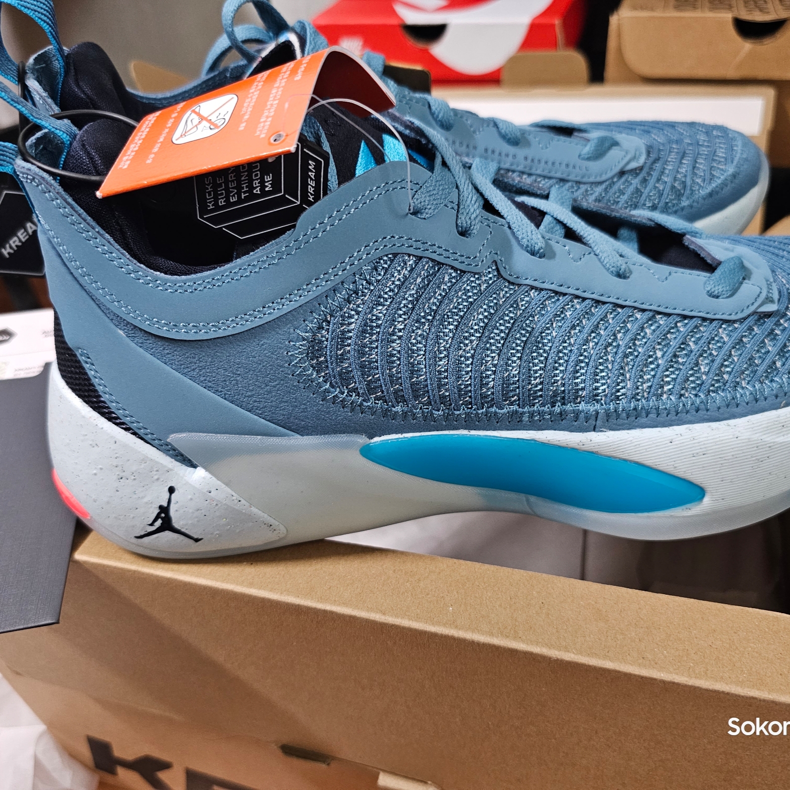 Jordan Luka 1 Next Nature PF Noise Aqua Blue Lightning 착용 스타일 - 5