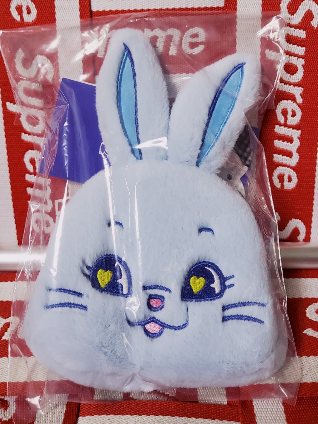 NewJeans Tokki Plush Pouch Blue 착용 스타일