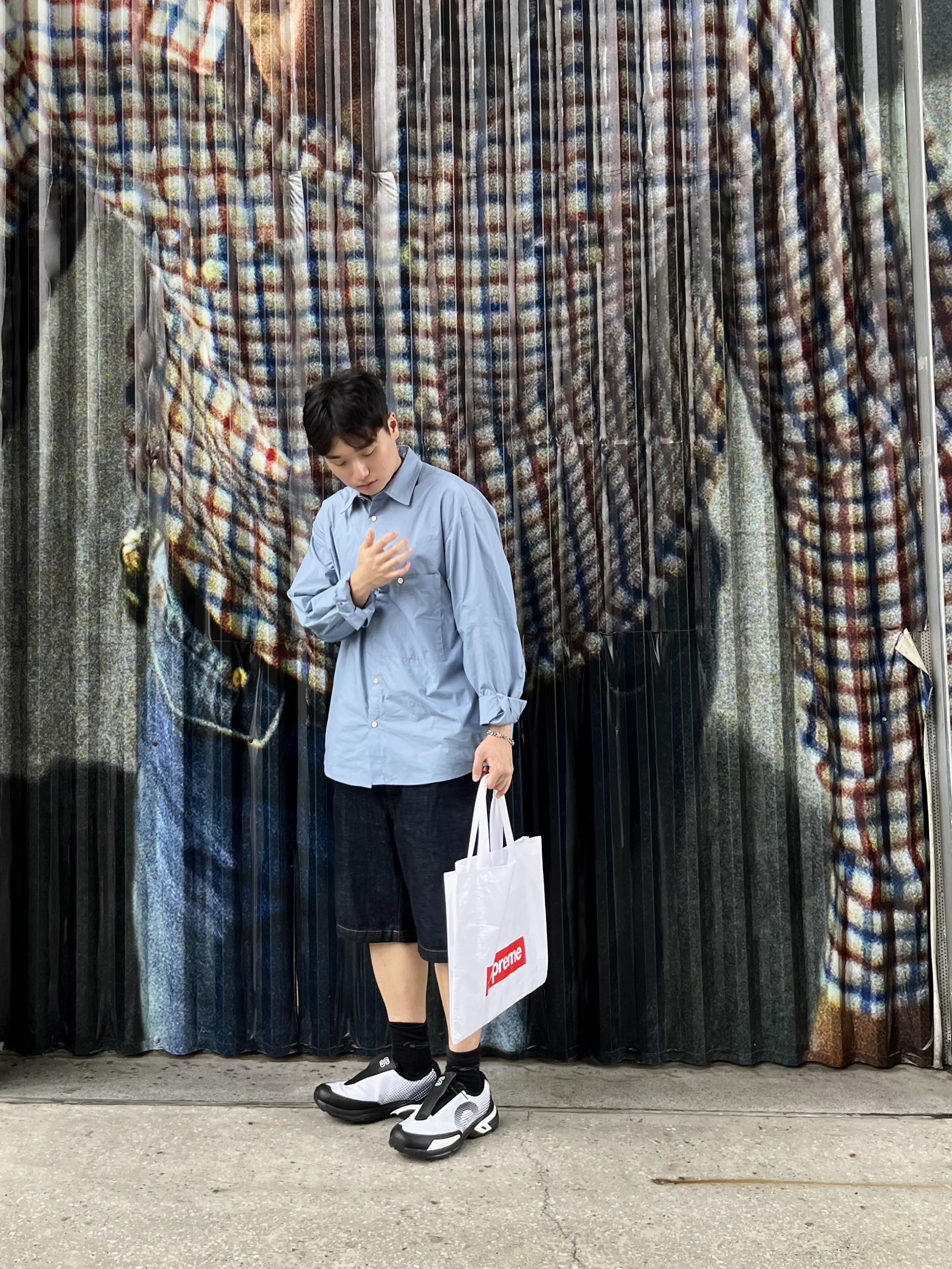 Salomon x Comme des Garcons Homme Plus SR901E White Black 착용 스타일