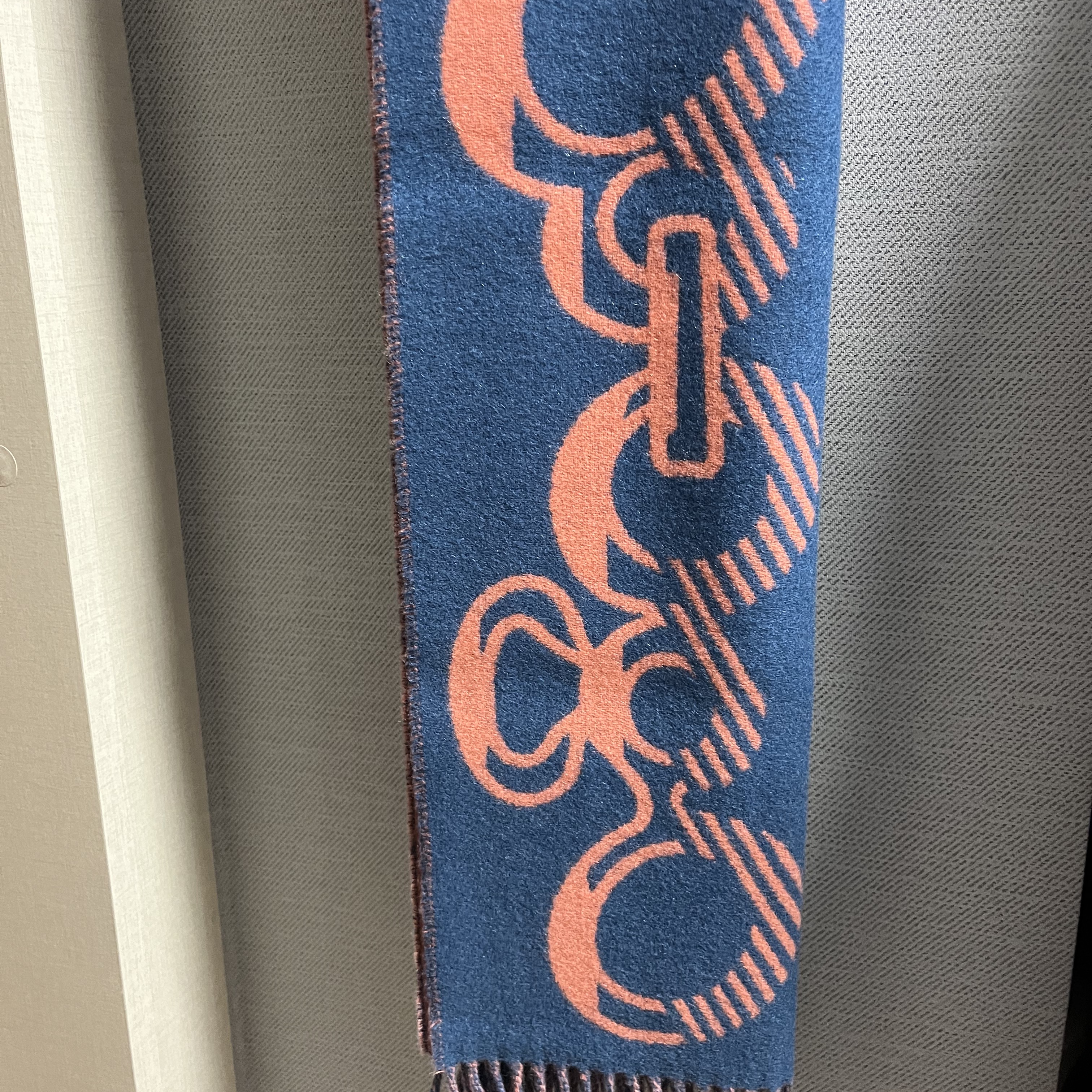 Hermes Casaque Do Re Boucles Muffler Bleu Rose Veloute 착용 스타일