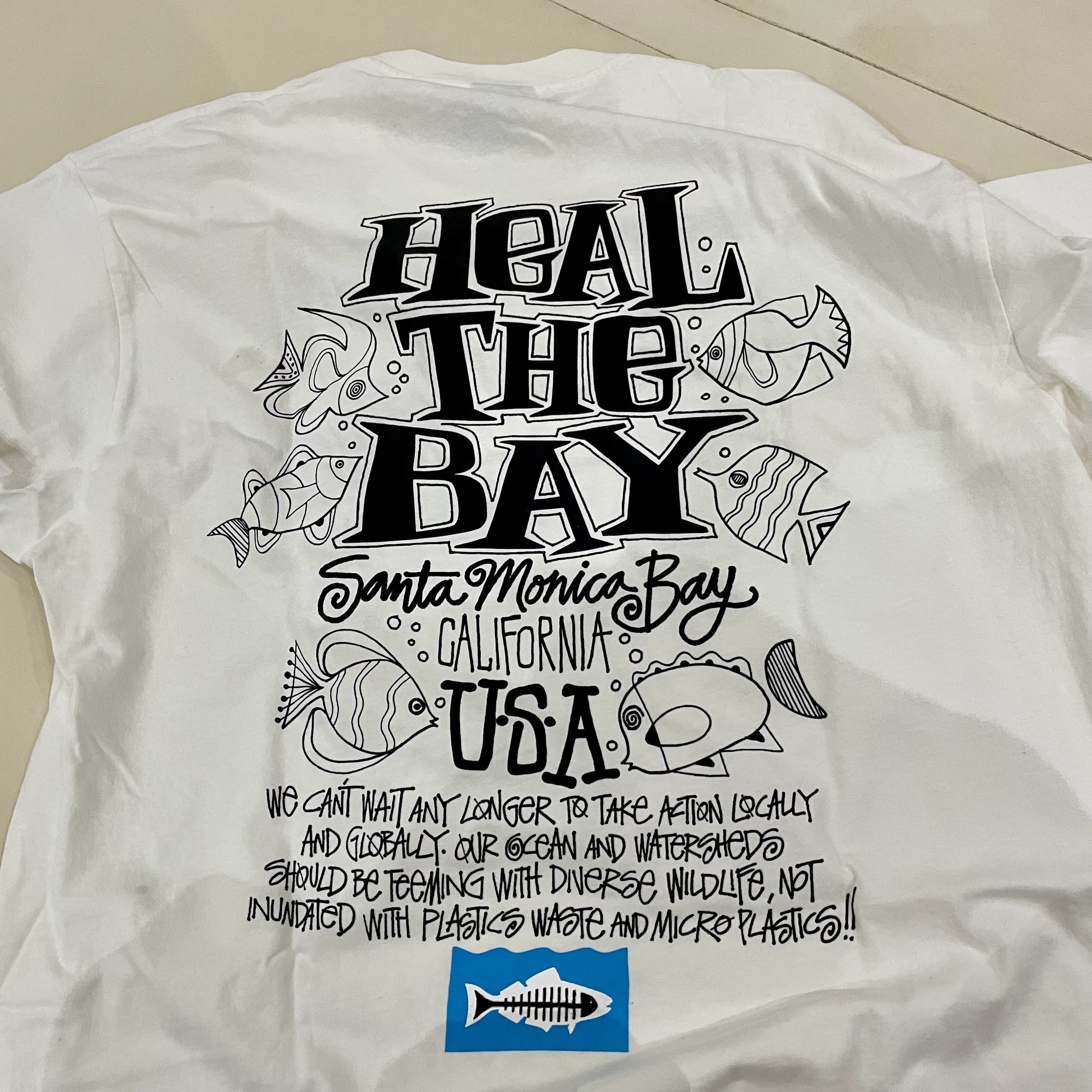 Stussy x Heal The Bay Ocean Pigment Dyed T-Shirt Natural 착용 스타일 - 1