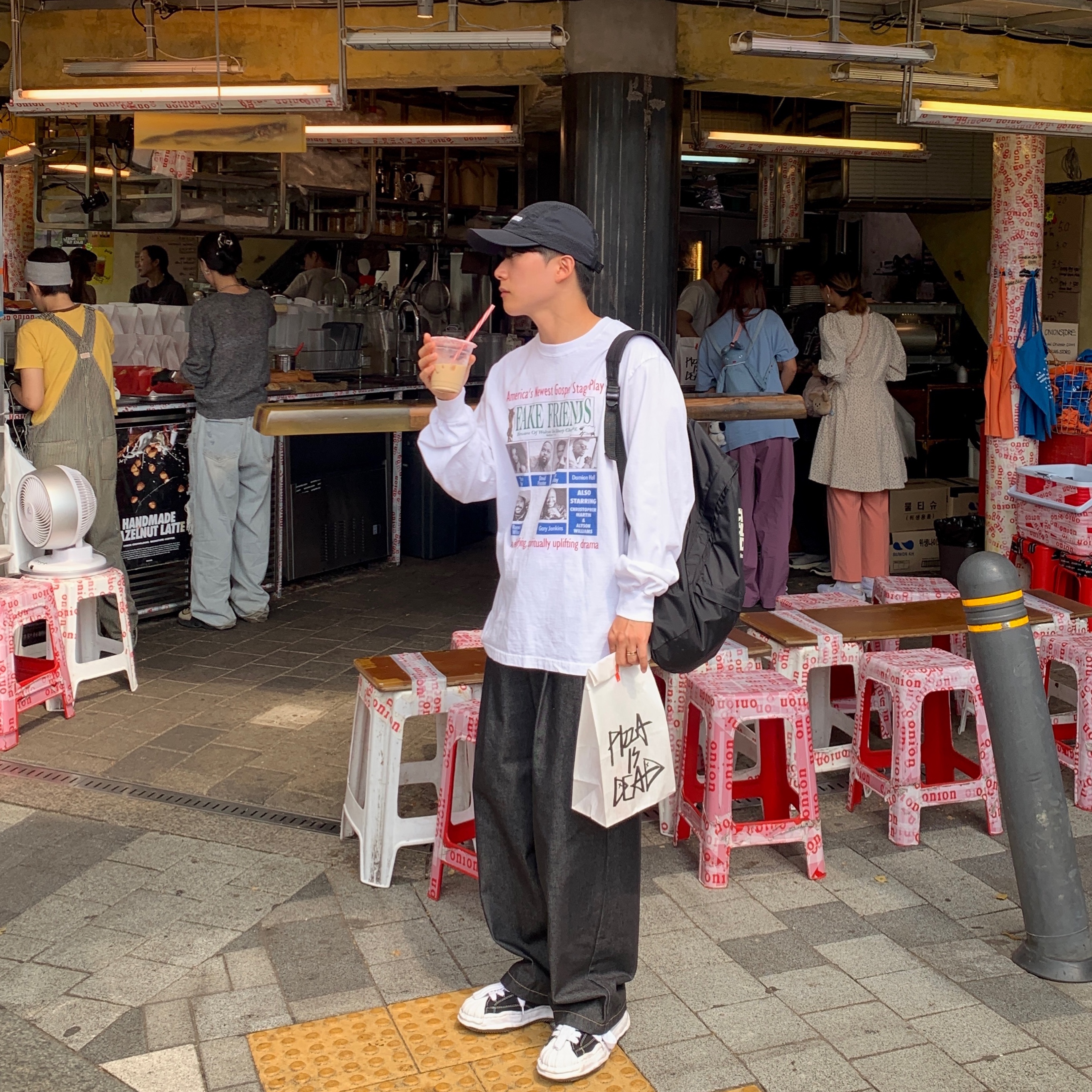 Maison Mihara Yasuhiro Blakey OG Sole Canvas Low-top Sneakers Black White, Supreme Mesh Seersucker Camp Cap Black - 21SS 착용 스타일 - 1