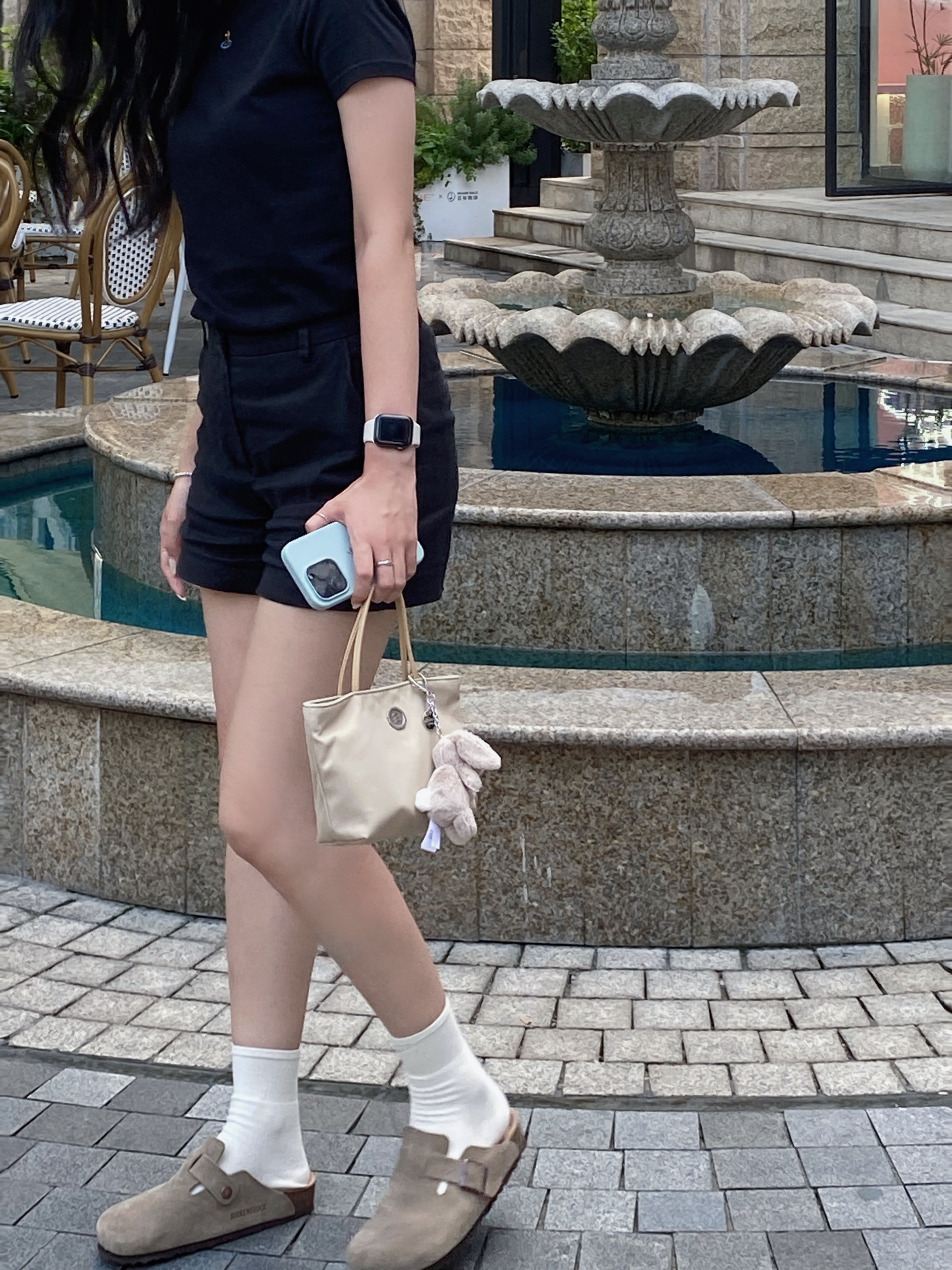 Jellycat Bashful Bunny Bag Charm Beige, Birkenstock Boston Soft Footbed Taupe - Regular 착용 스타일