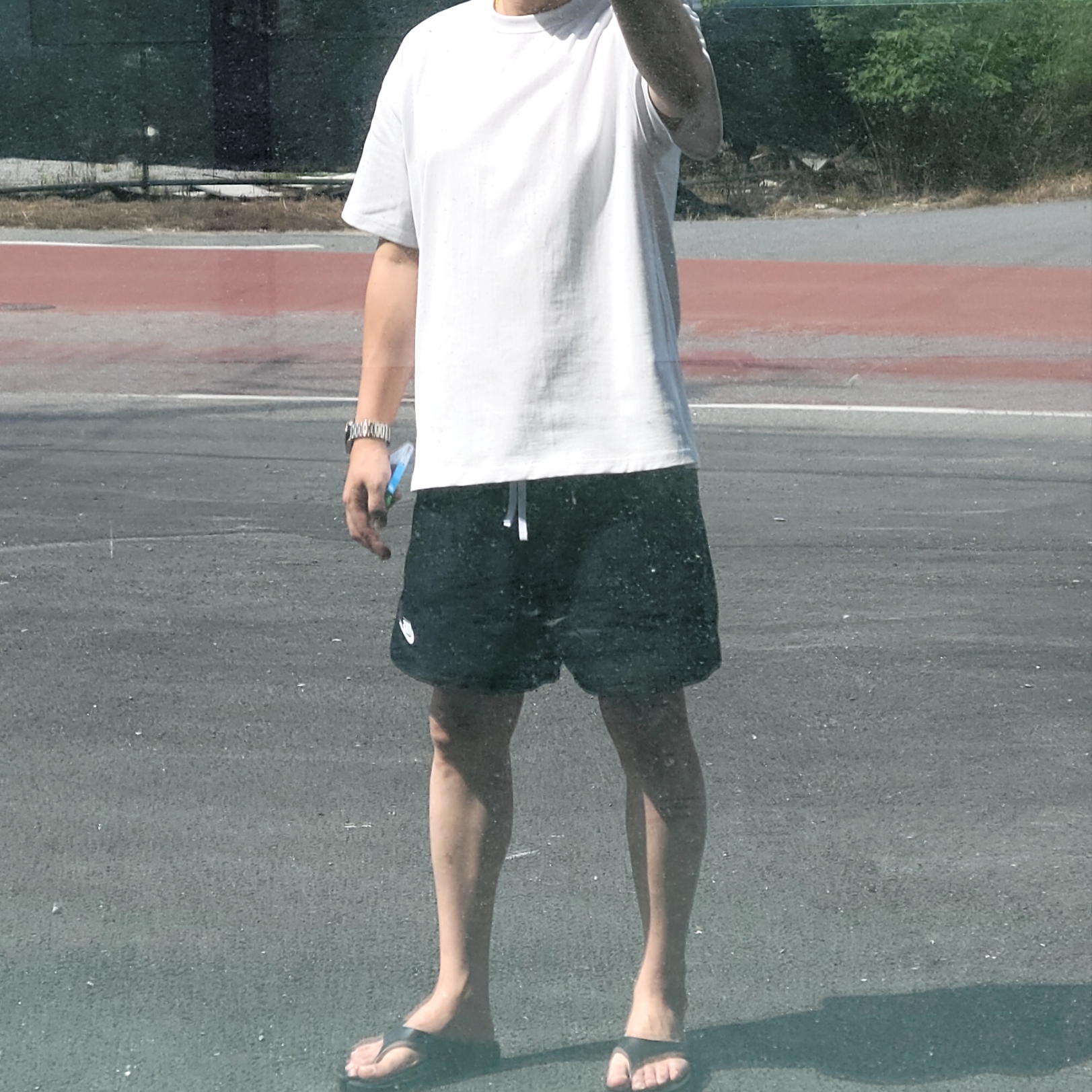 Nike NSW Woven Lined Flow Shorts Black - Asia, PAES Flipflop 01 Black 착용 스타일