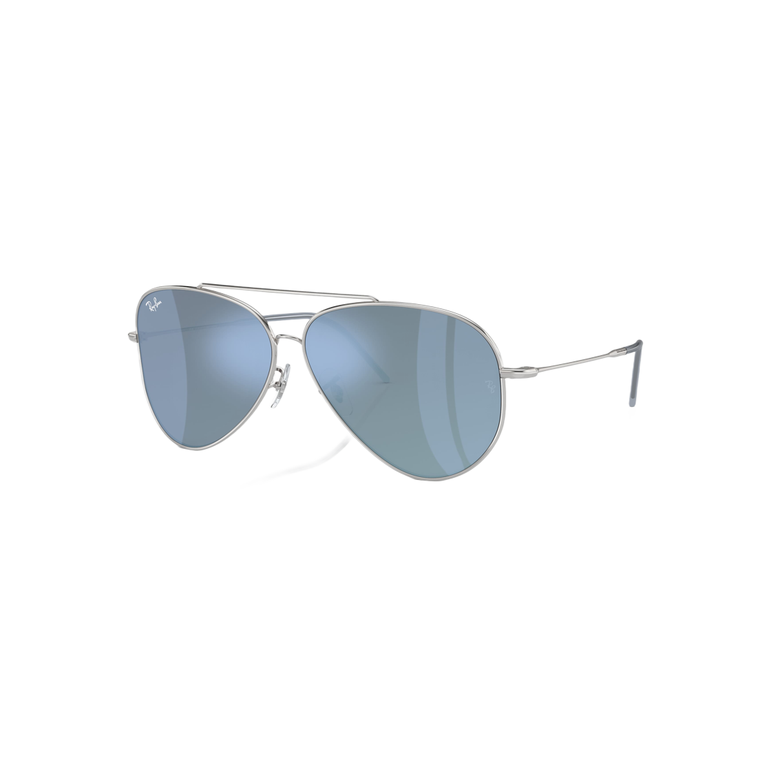 Ray-Ban Aviator Reverse Polished Silver Frame Light Blue Mirror Lenses 상세 이미지 1