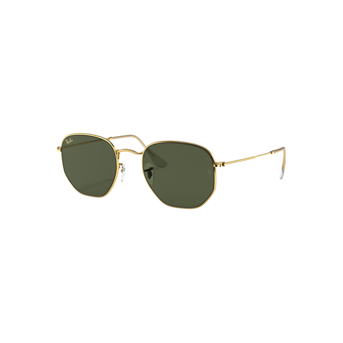 Ray-Ban Hexagonal Polished Gold Frame Green Classic G-15 Lenses 상세 이미지 1