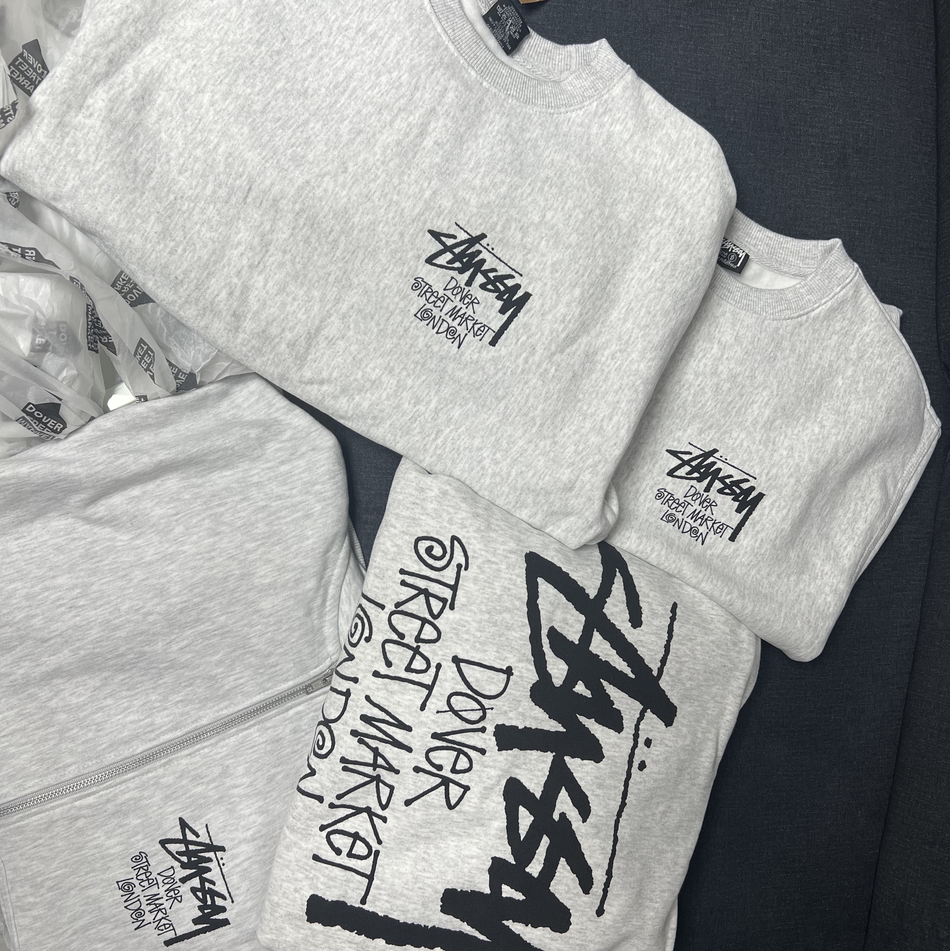 Stussy Stock DSM London Zip Hoodie Ash Heather 2023 착용 스타일