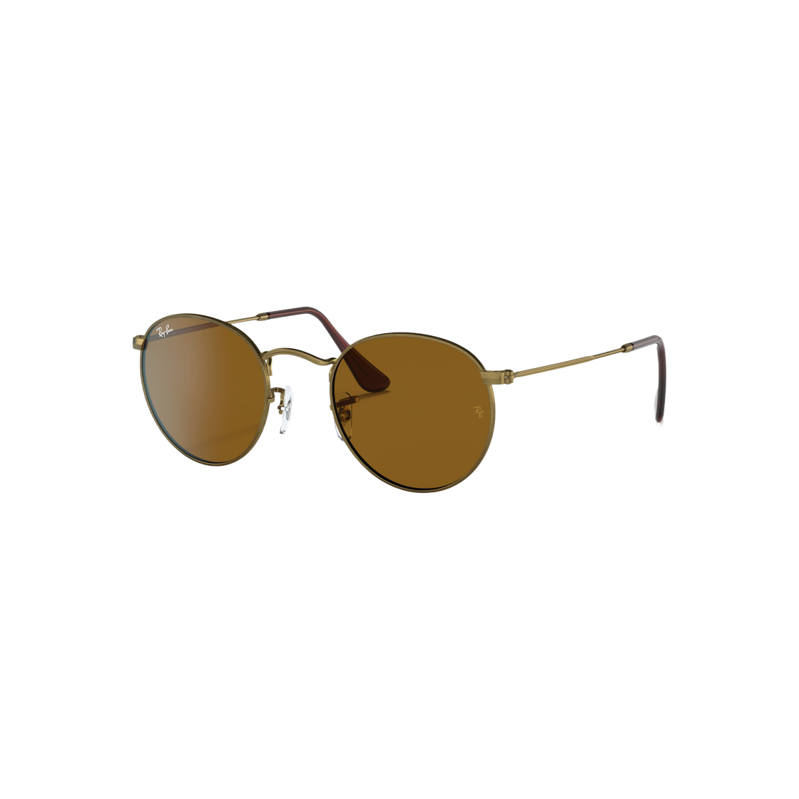 Ray-Ban Antiqued Round Metal Matte Antique Gold Frame Brown Classic B-15 Lenses 상세 이미지 1