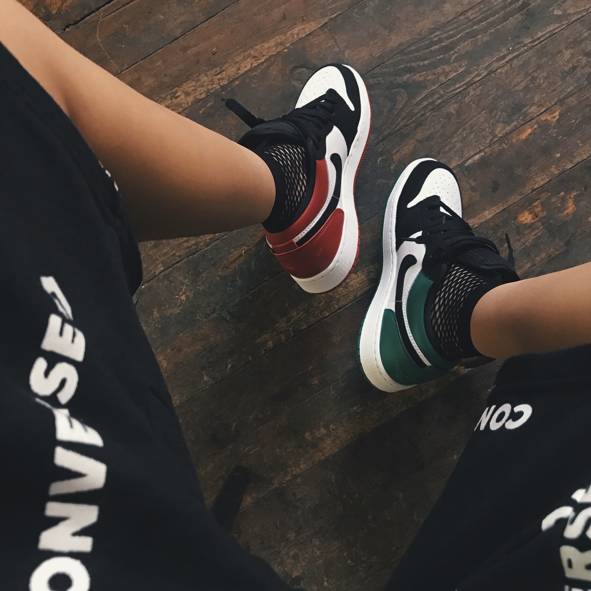 (GS) Jordan 1 Low Black Mystic Green 착용 스타일