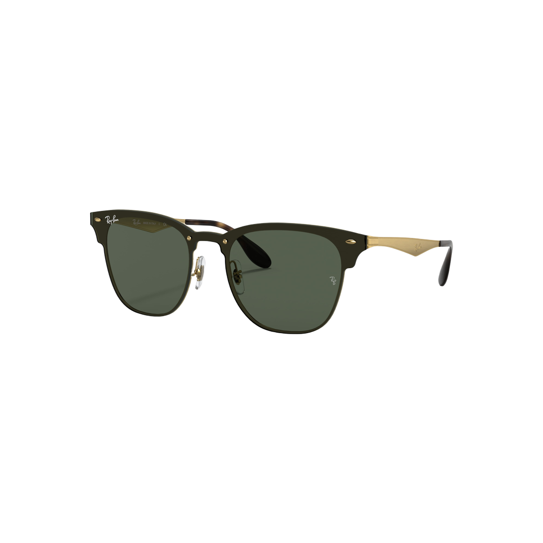 Ray-Ban Blaze Clubmaster Polished Gold Frame Green Classic Lenses 상세 이미지 1