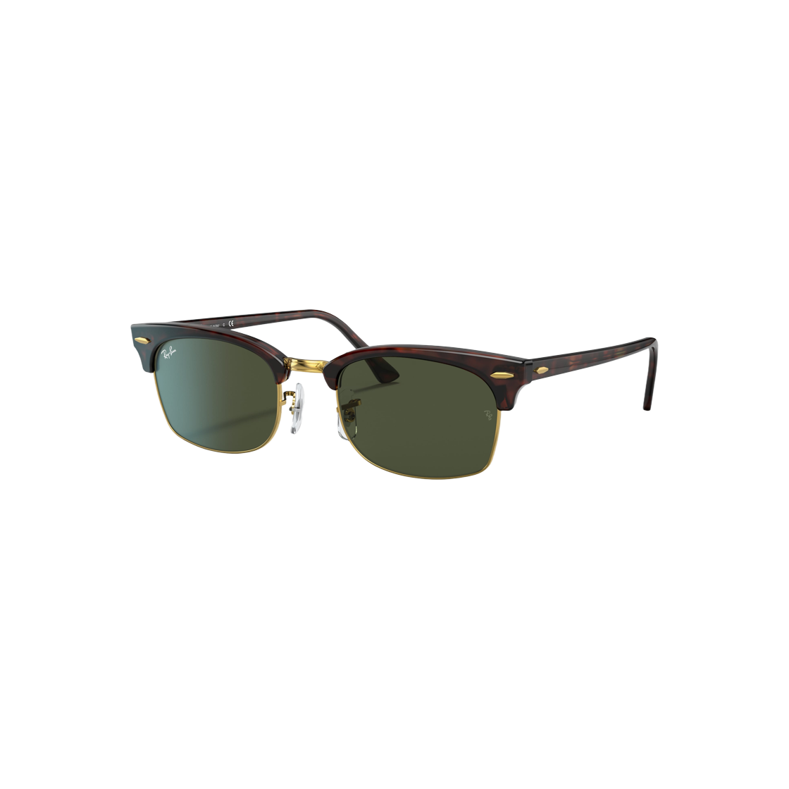 Ray-Ban Clubmaster Legend Gold Square Polished Tortoise Frame Green Classic G-15 Lenses 상세 이미지 1