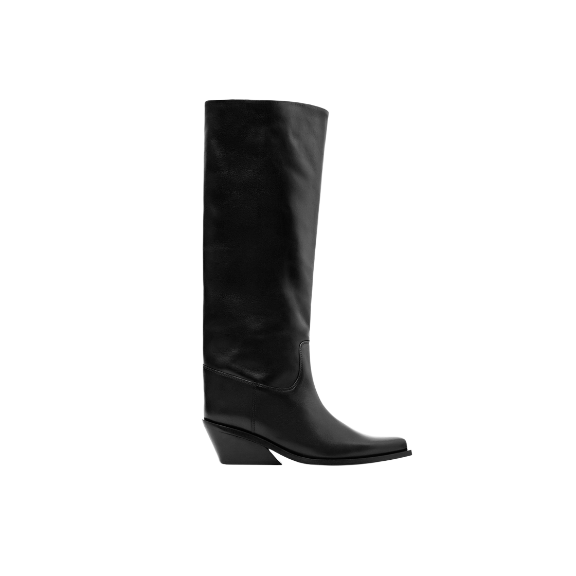 (W) 코스 미니멀 레더 카우보이 부츠 블랙((W) COS Minimal Leather Cowboy Boots Black)