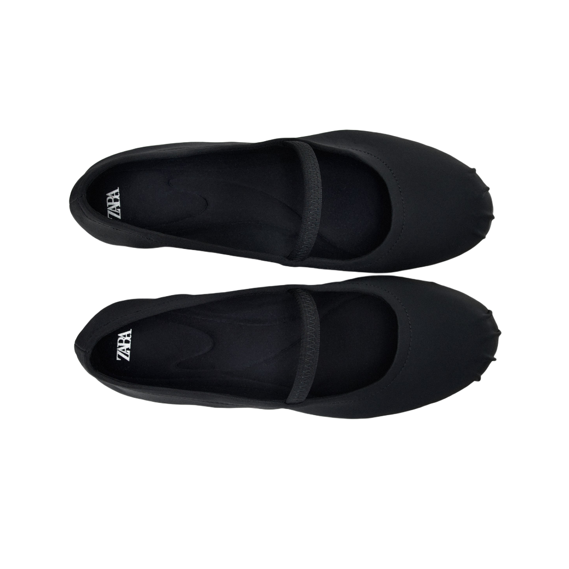 (W) 자라 패브릭 발레리나 플랫 슈즈 블랙((W) Zara Fabric Ballerina Flat Shoes Black) - 2