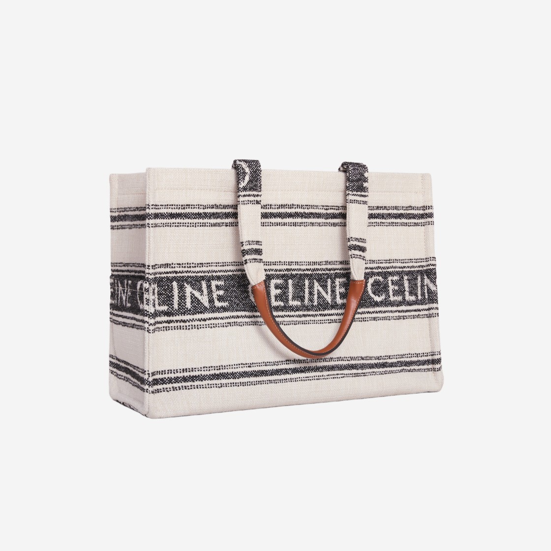 Celine Large Cabas Thais in Striped Textile with Jacquard White Black 상세 이미지 2