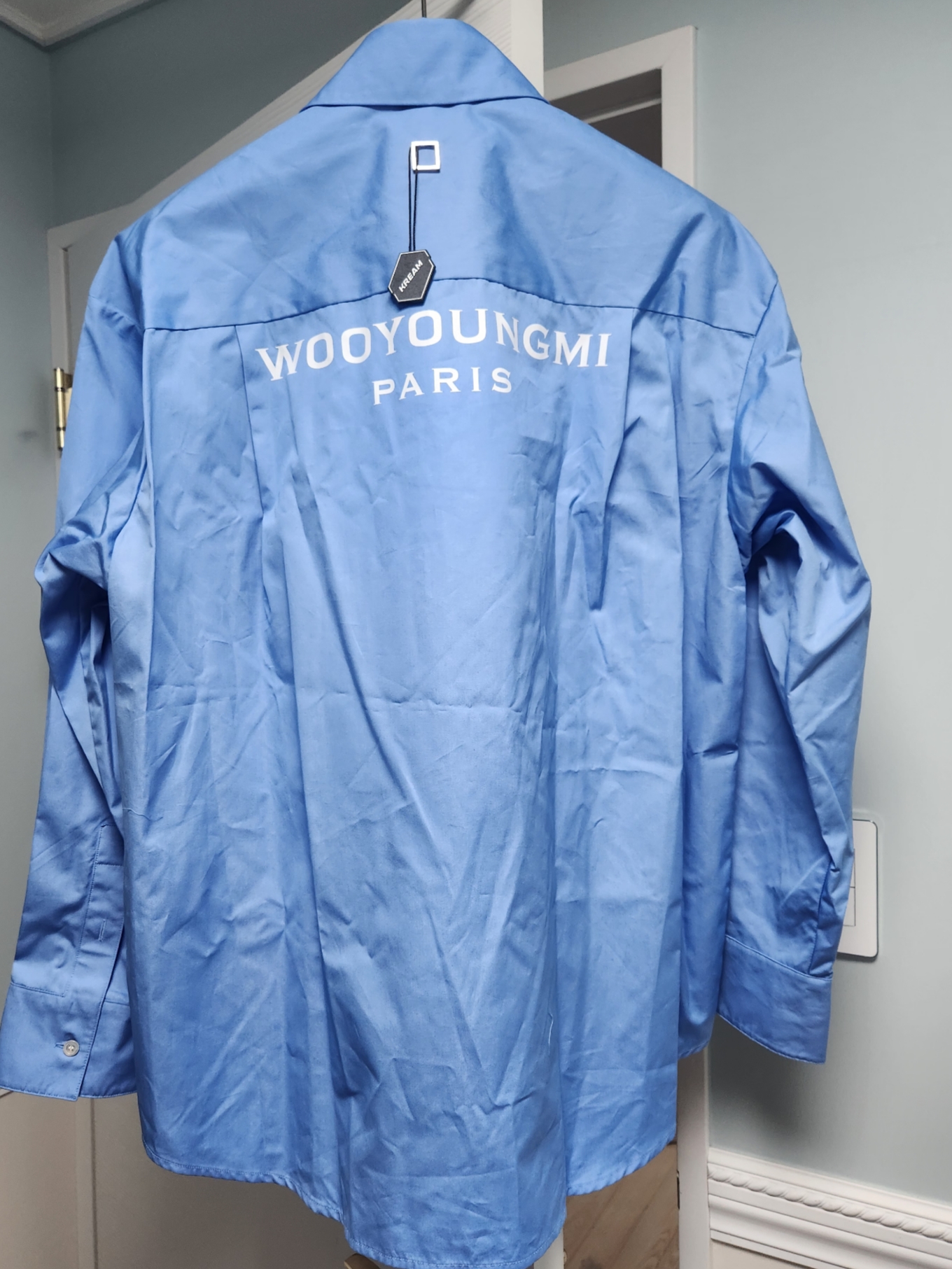 Wooyoungmi Cotton Back Logo Shirt Blue - 23SS 착용 스타일 - 2