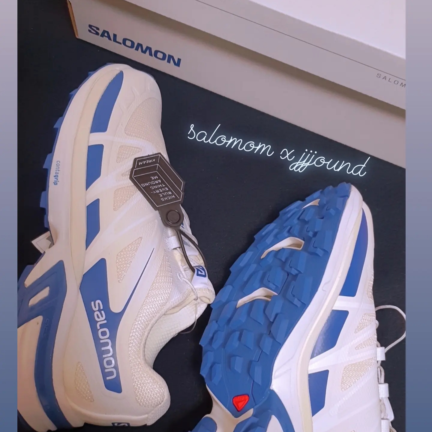 Salomon x JJJJound XT-Wings 2 White Lapis Blue 착용 스타일