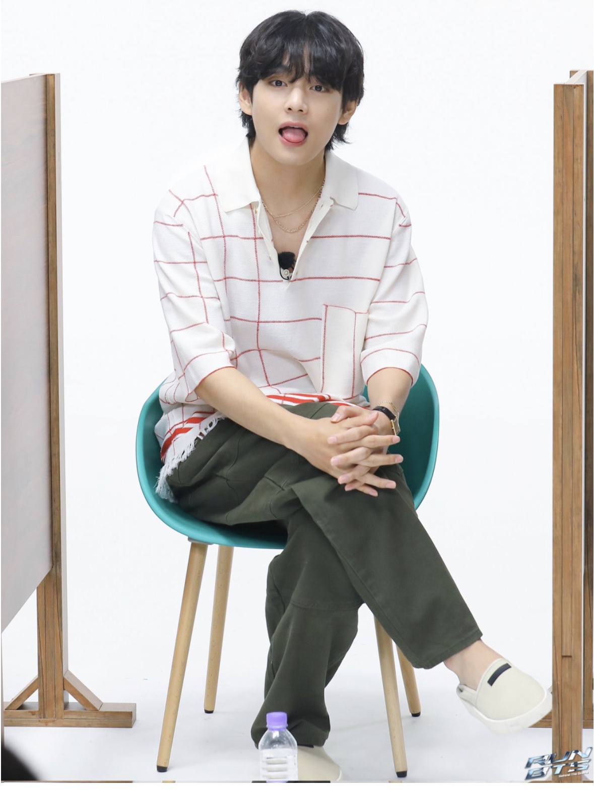 Maison Margiela Striped Polo Shirt White Red 착용 스타일 - 1