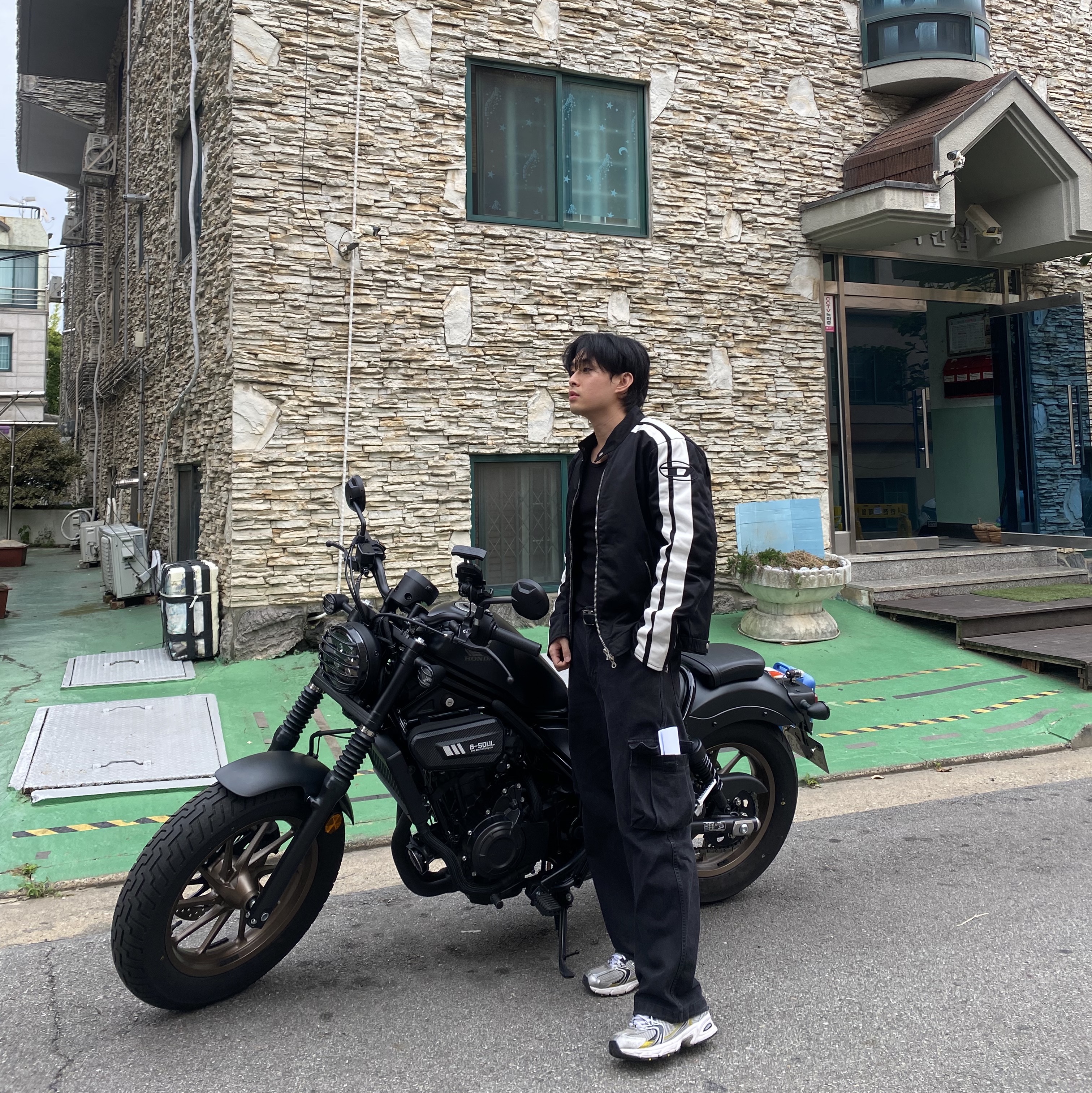Diesel J-Beck Biker Jacket Black 착용 스타일